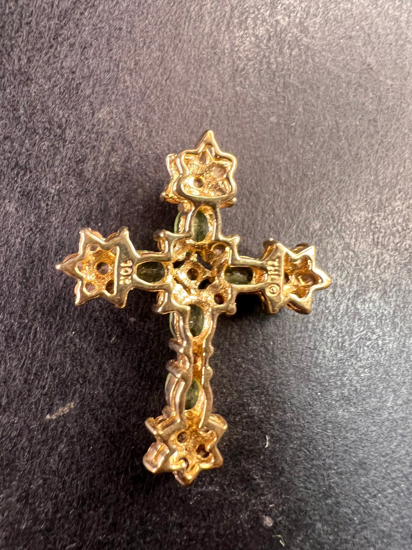 Vintage 10K Yellow Gold Tsavorite and Golden Beryl Cross Pendant – Samuel Aaron
