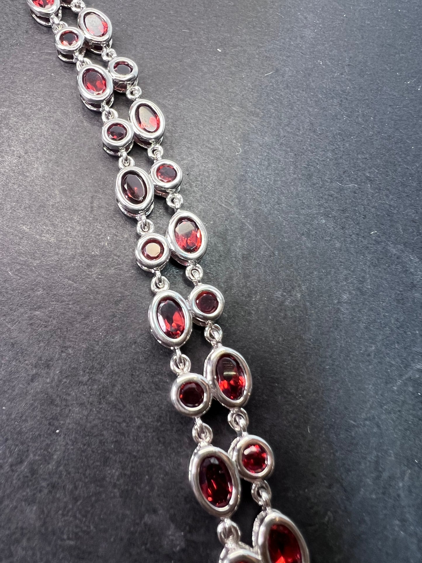 Garnet and Sterling silver bubble bracelet