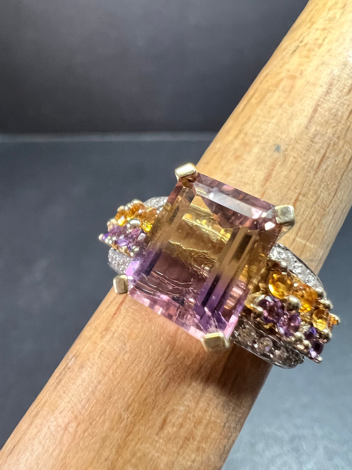 Ametrine Citrine Amethyst Ring 925 Vermeil SD Size 7