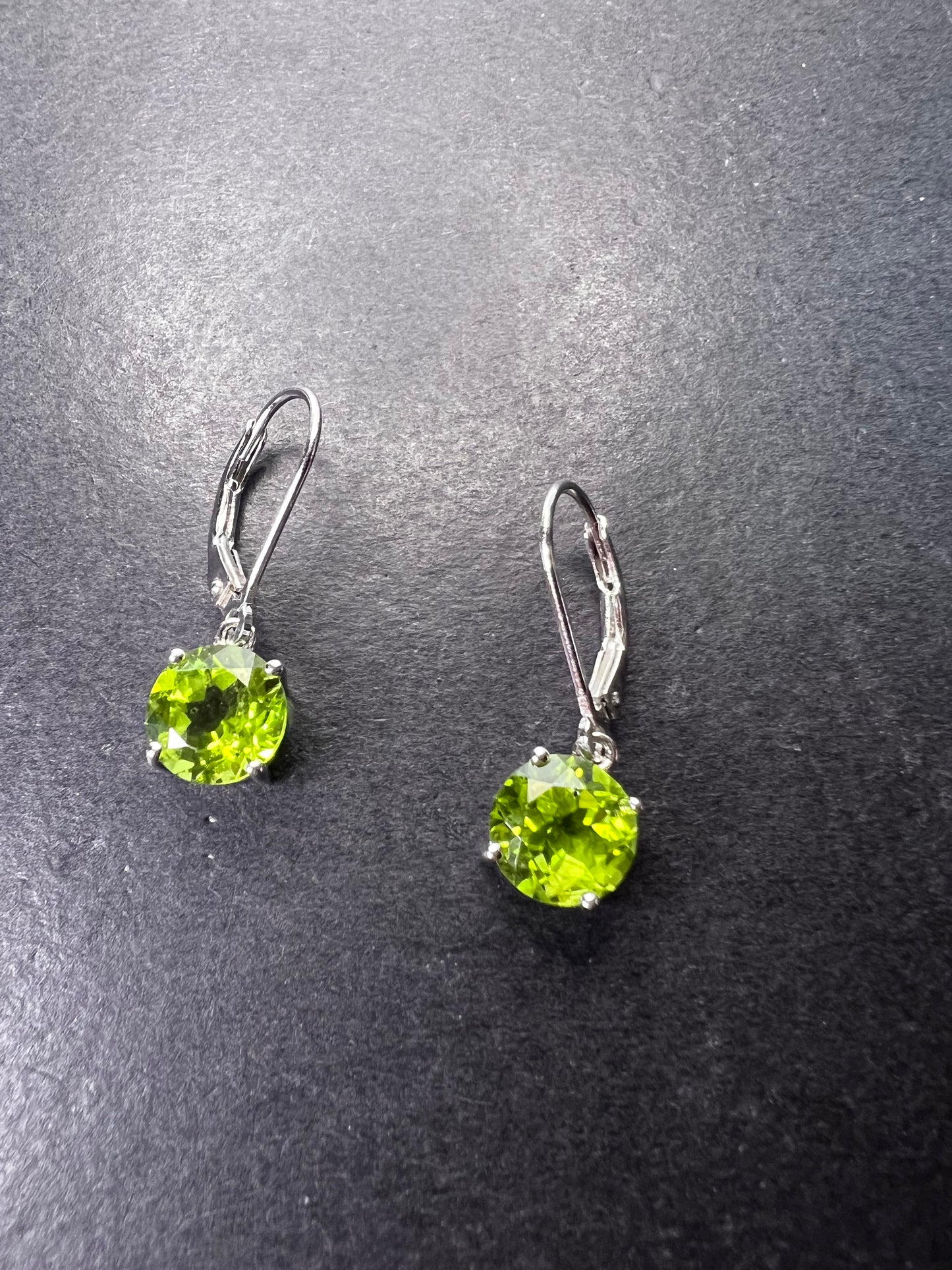 Green Peridot Sterling Silver Solitaire Earrings