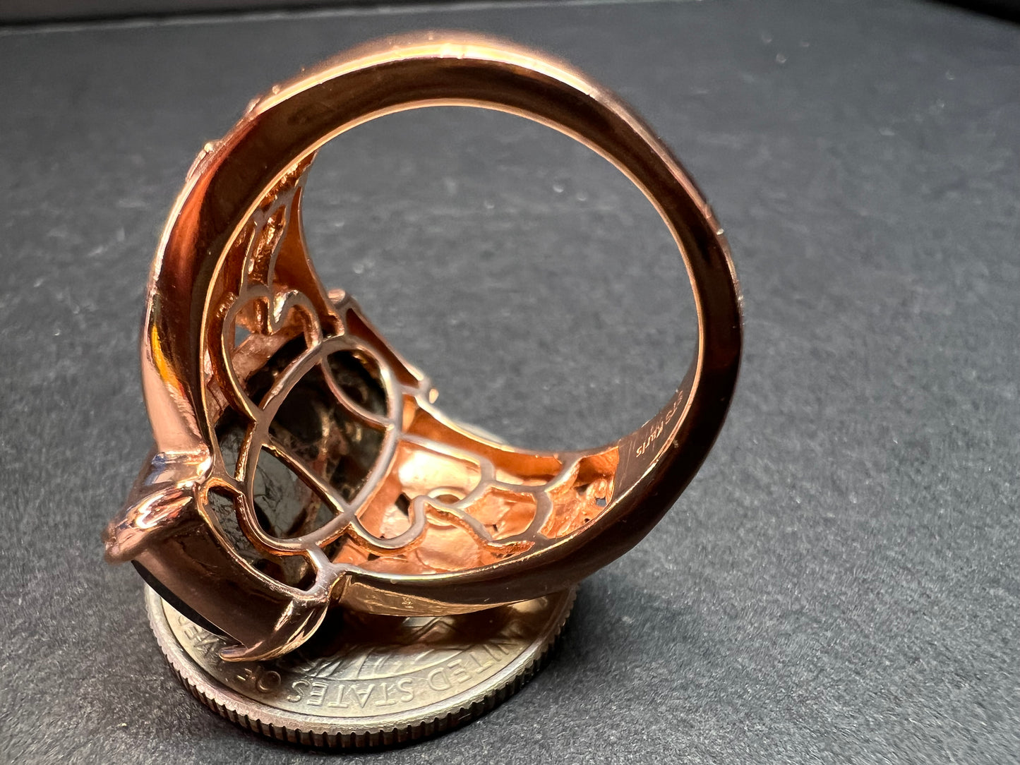 NEW Shungite in matrix ring in rose gold over brass size 9