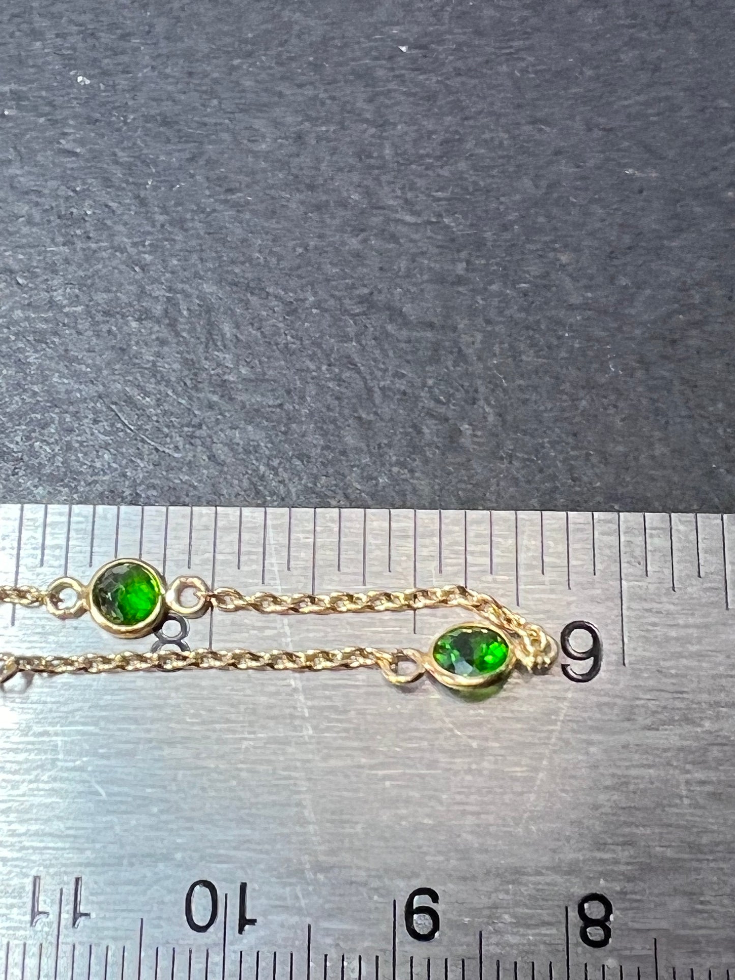 Chrome diopside gold over sterling silver 18 inch necklace