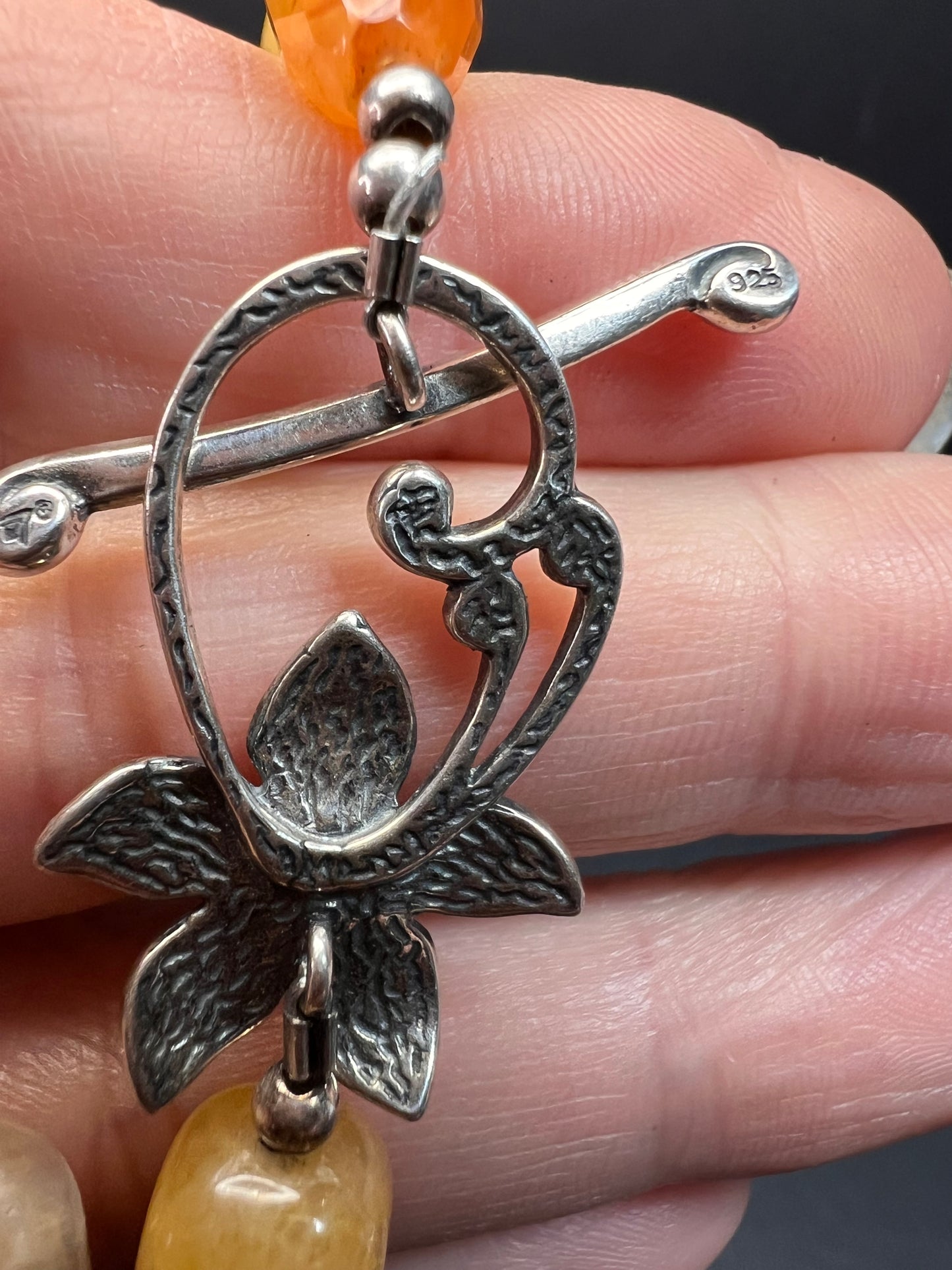 NEW multi stone 18 inch necklace with sterling silver flower toggle clasp