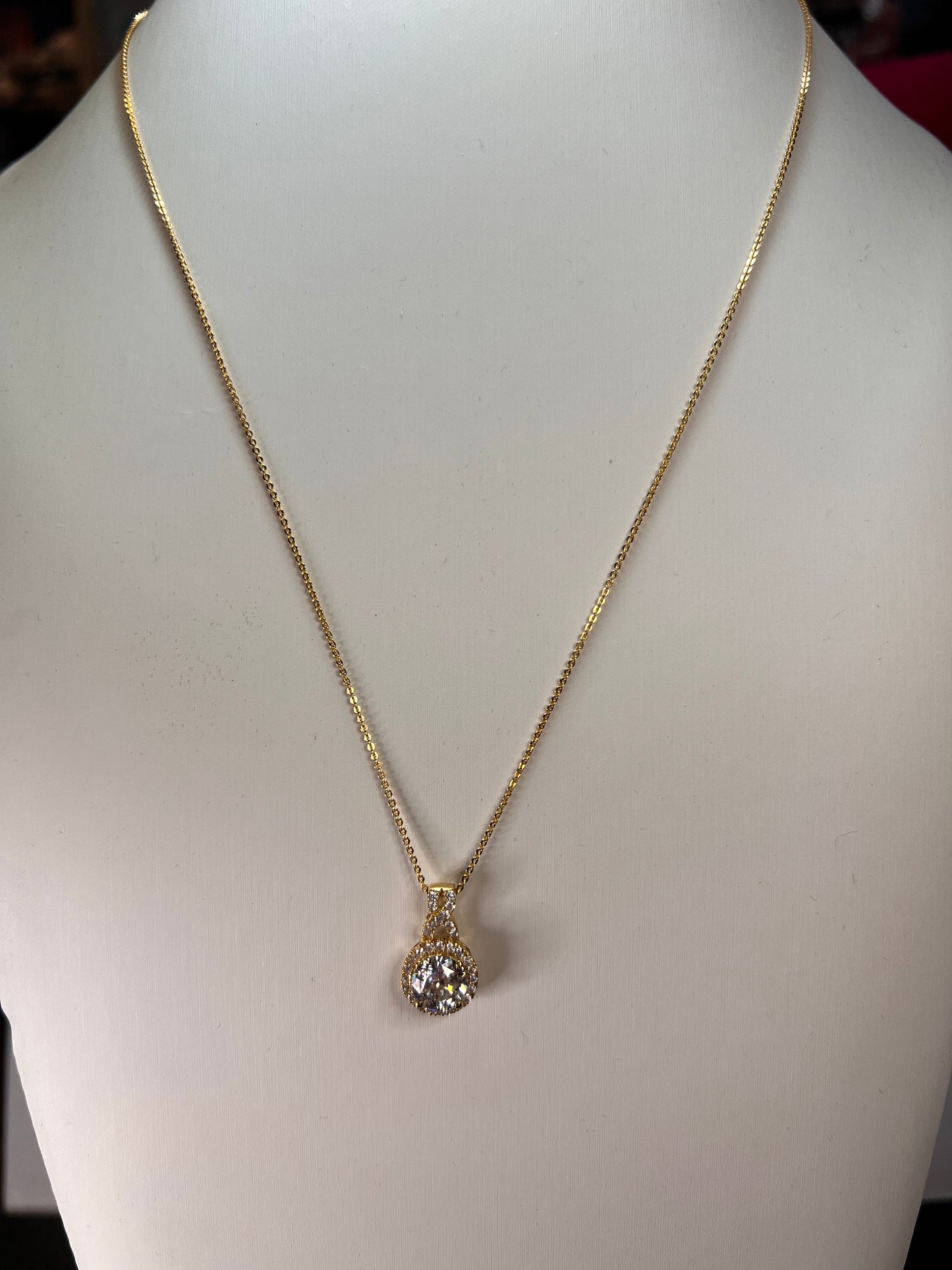 100 facet moissanite pendant necklace in gold over sterling silver