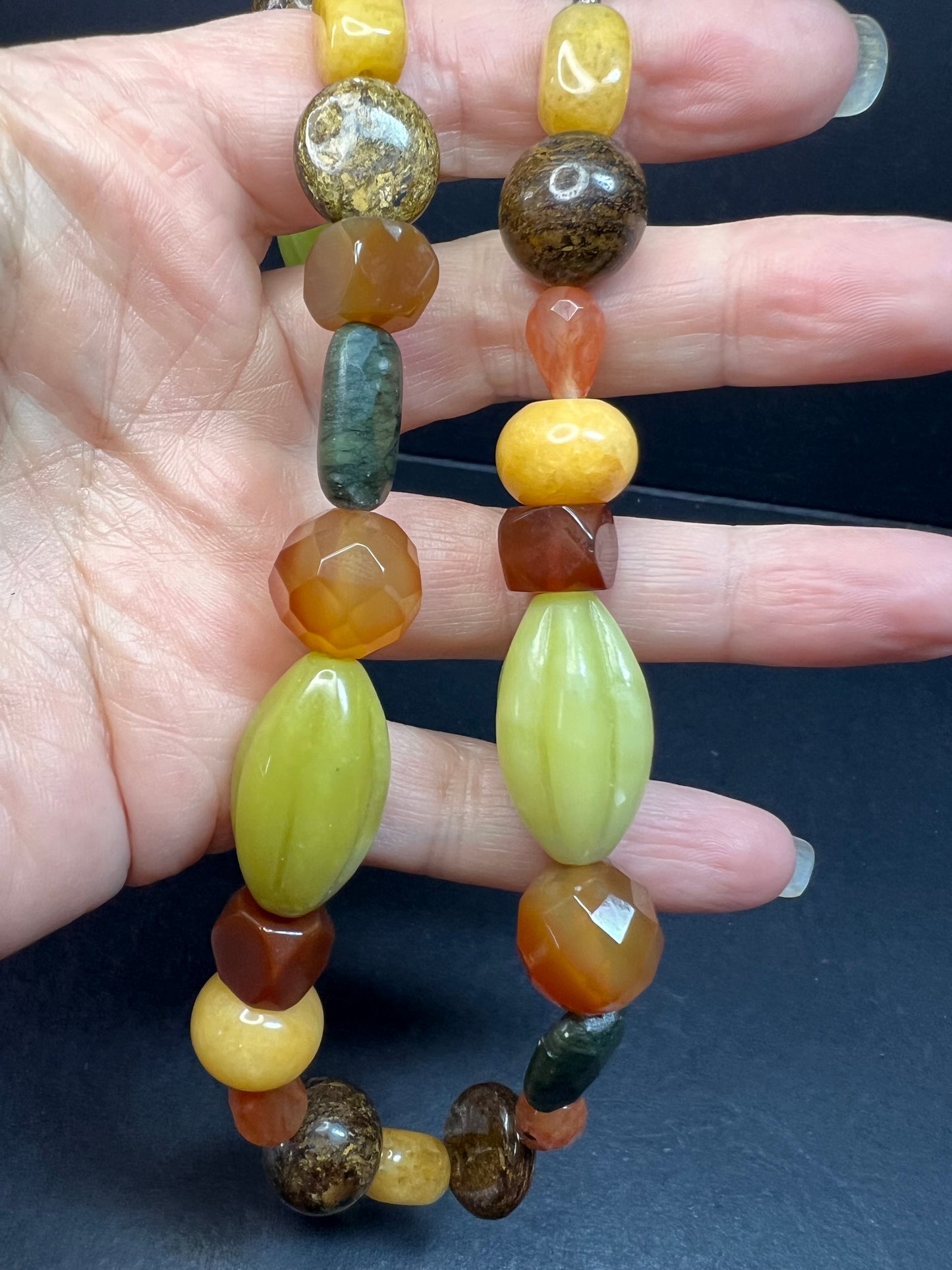 NEW multi stone 18 inch necklace with sterling silver flower toggle clasp