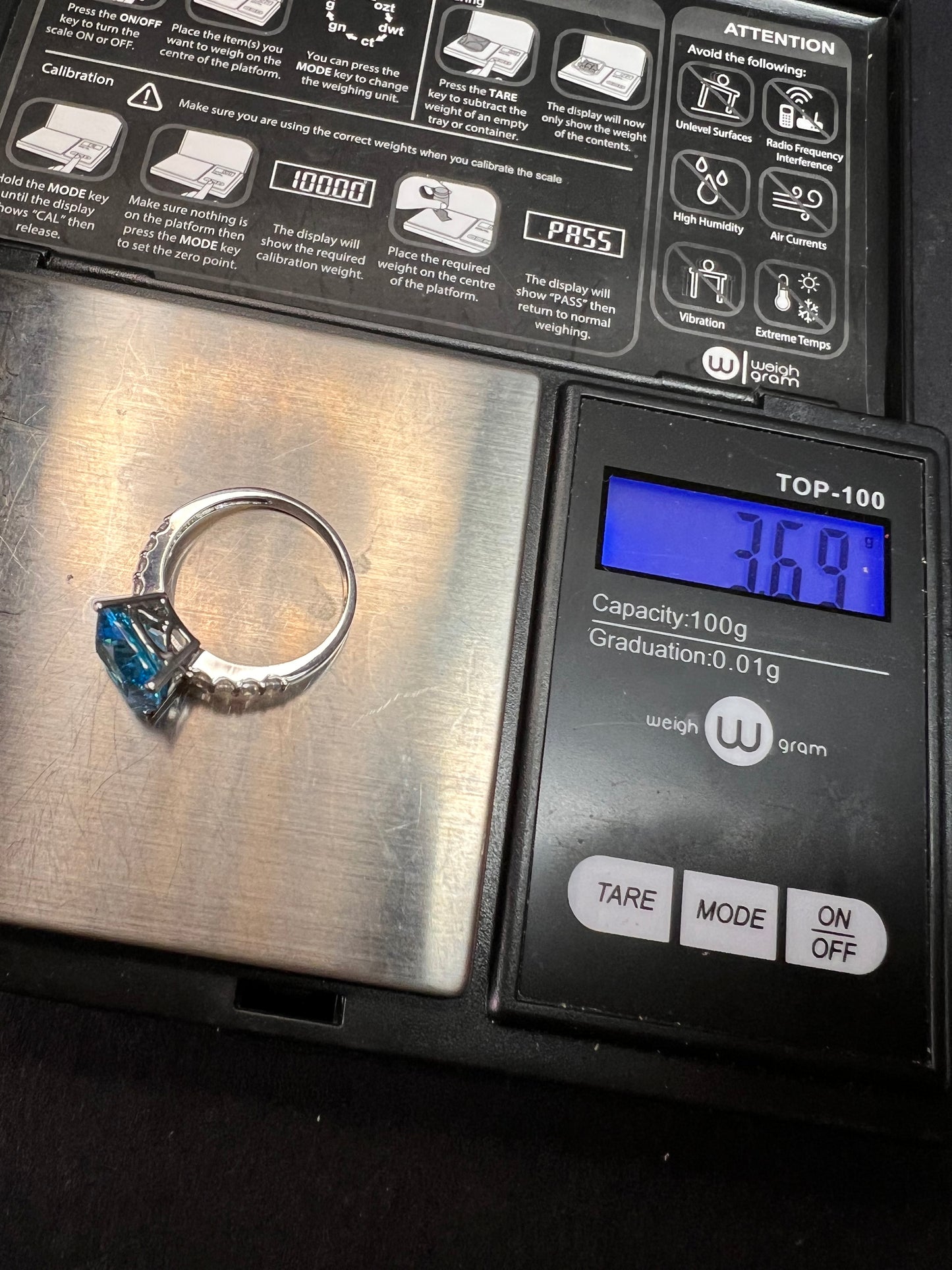 Vintage 14K White Gold Cushion Cut CZ Engagement Ring Size 7