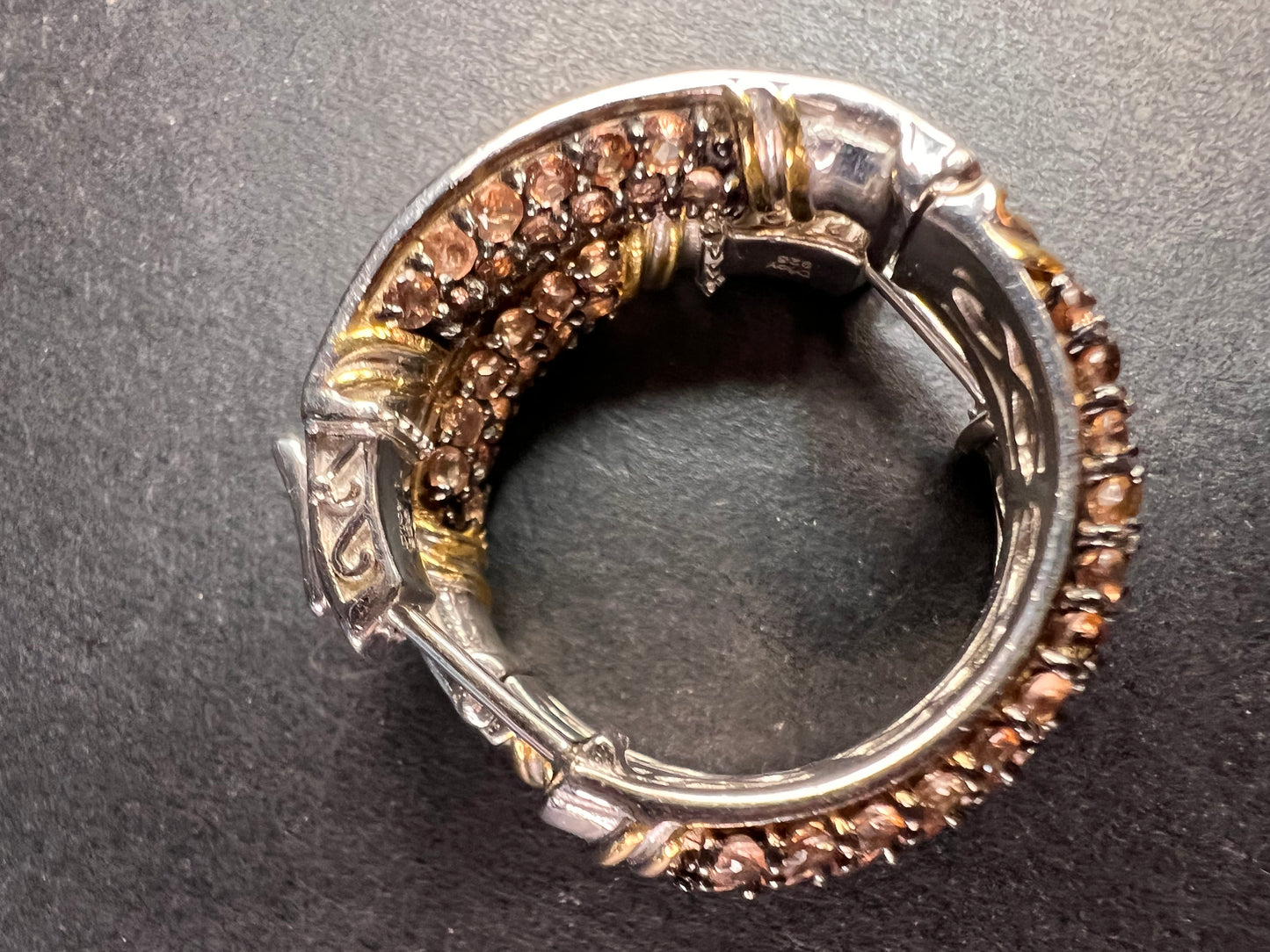 Andalusite inside out hoop earrings in gold and rhodium over sterling silver