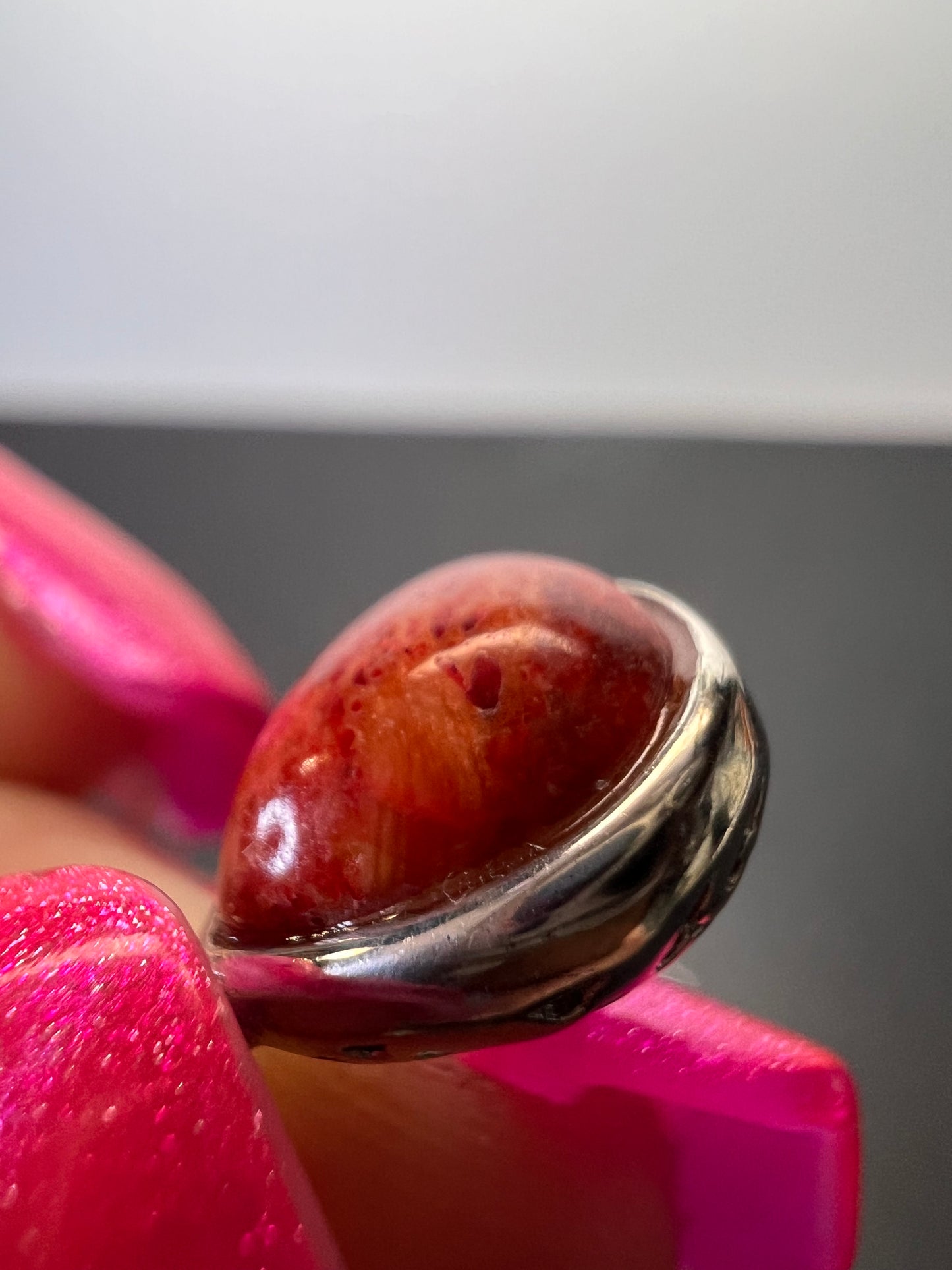 Red sponge coral sterling silver teardrop earrings