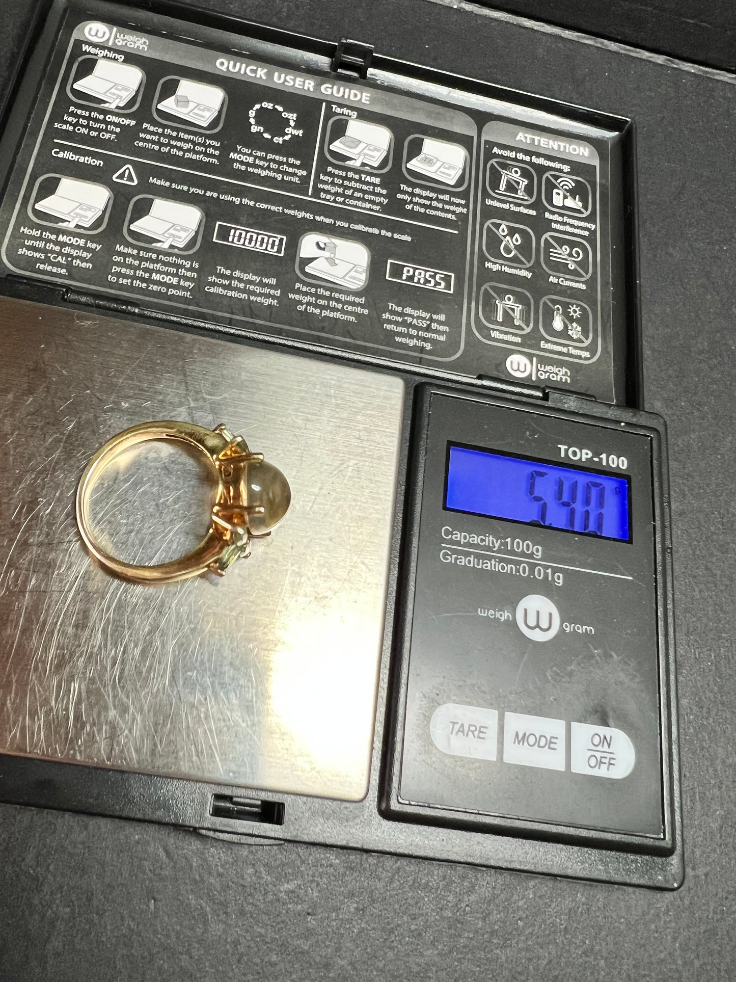 Champagne Quartz & Apatite Vermeil Ring Size 9