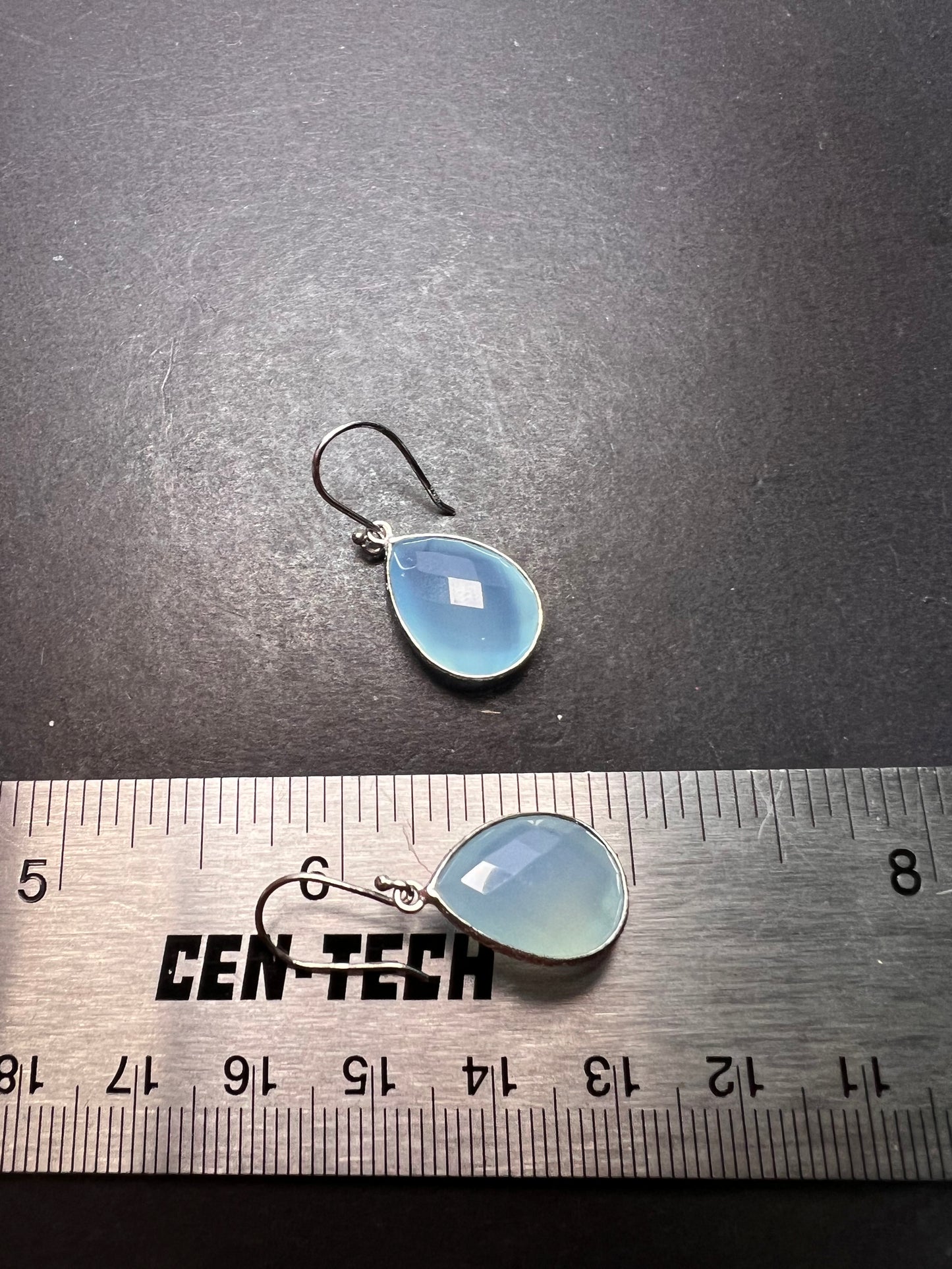 Aqua chalcedony sterling silver teardrop earrings