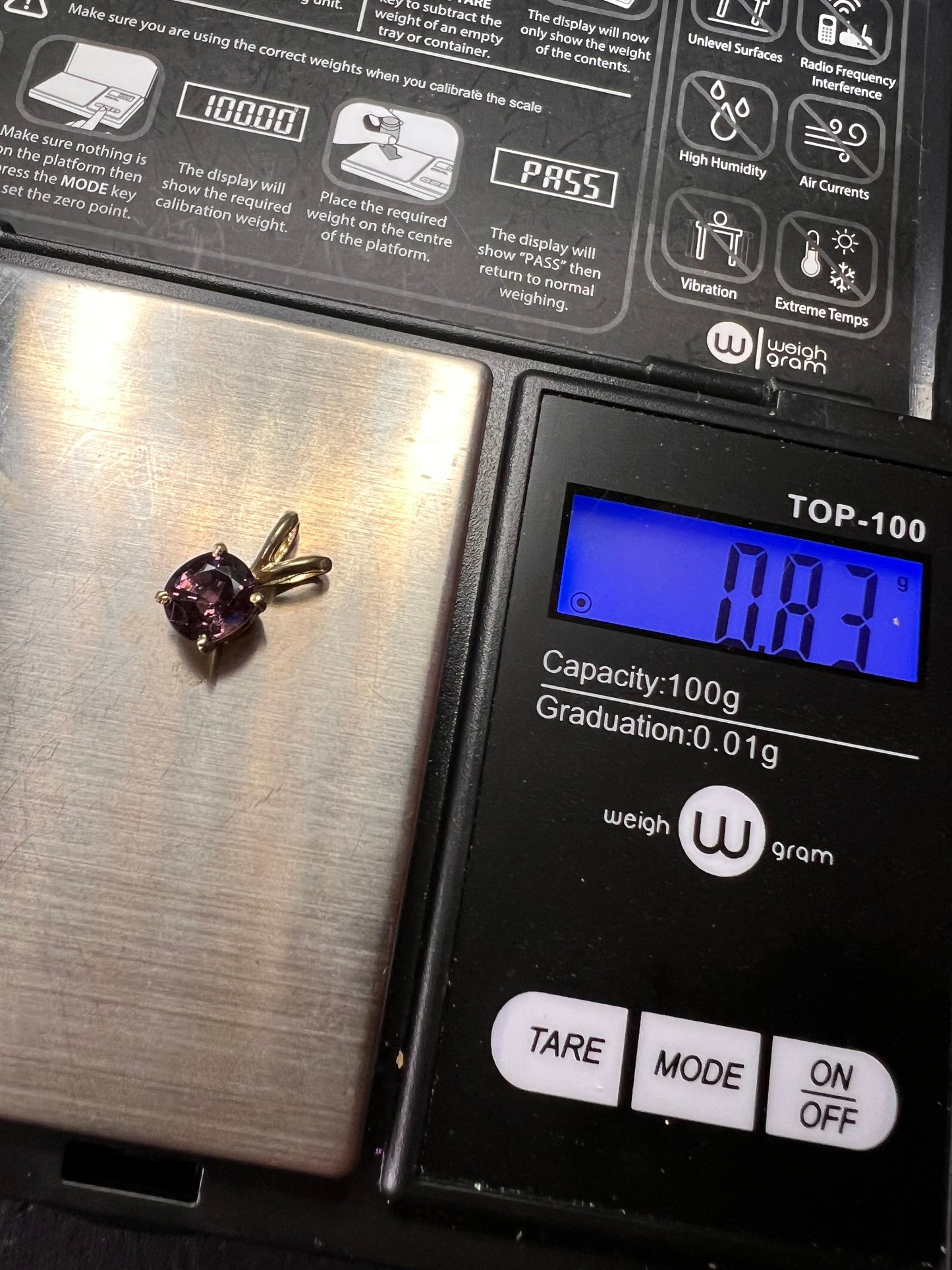 14k gold Violet purple spinel pendant
