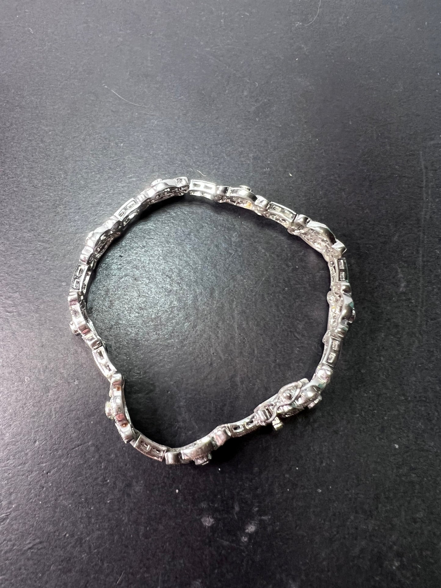 Vintage style sterling silver CZ bracelet