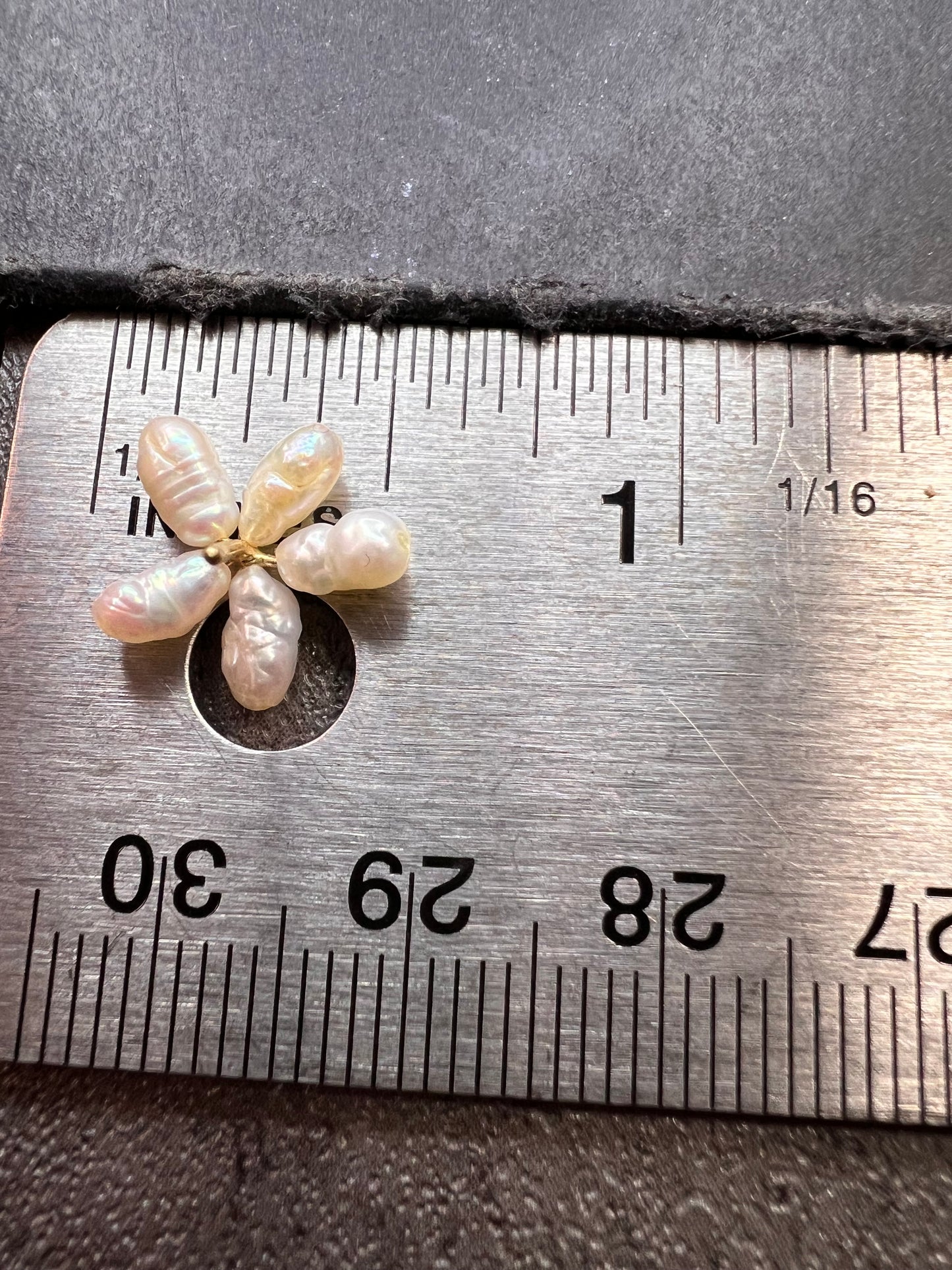 Vintage 14K Gold Freshwater Pearl Flower Stud Earrings No Backs