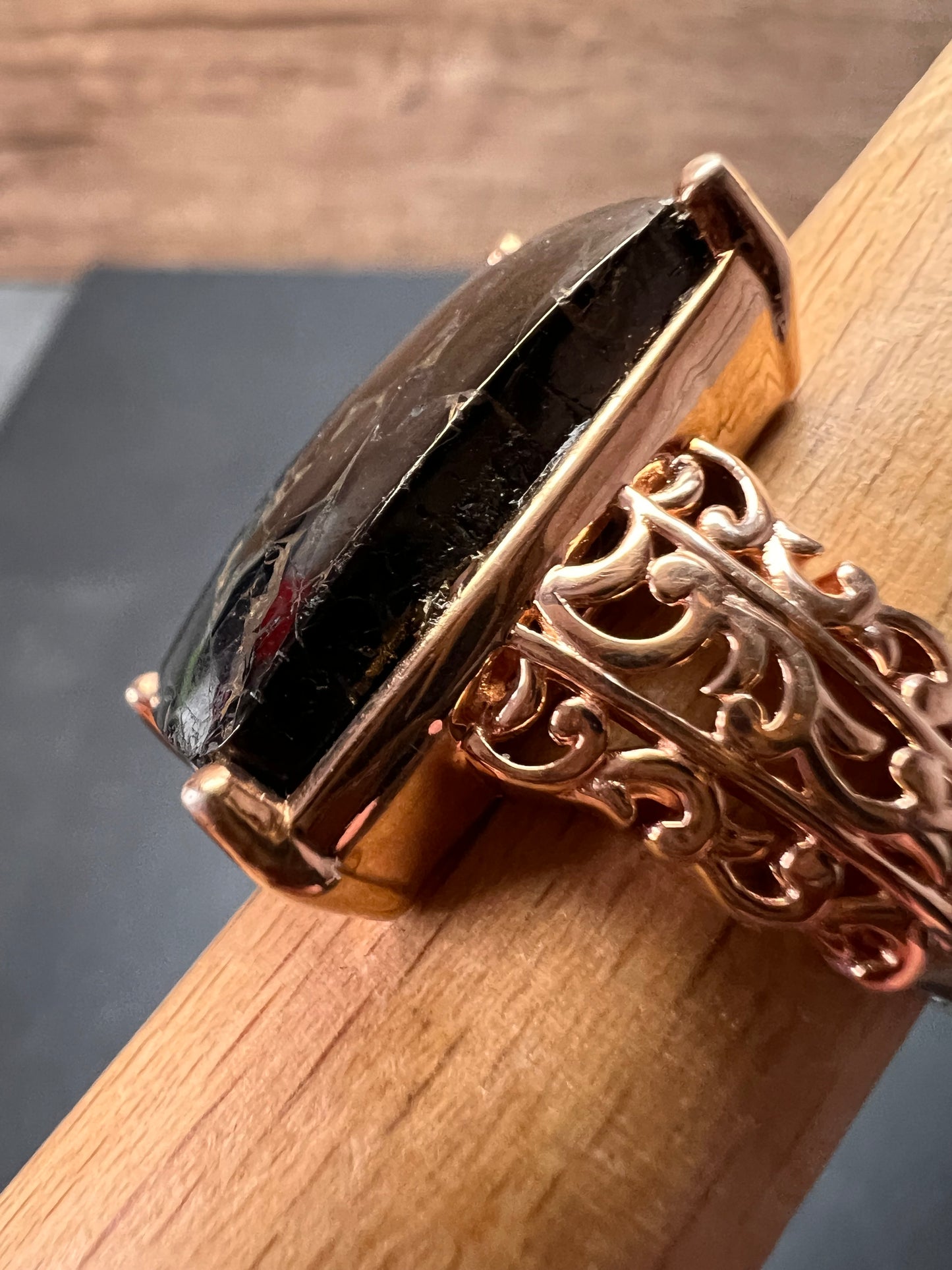 NEW Shungite in Matrix rose gold over copper ring size 9