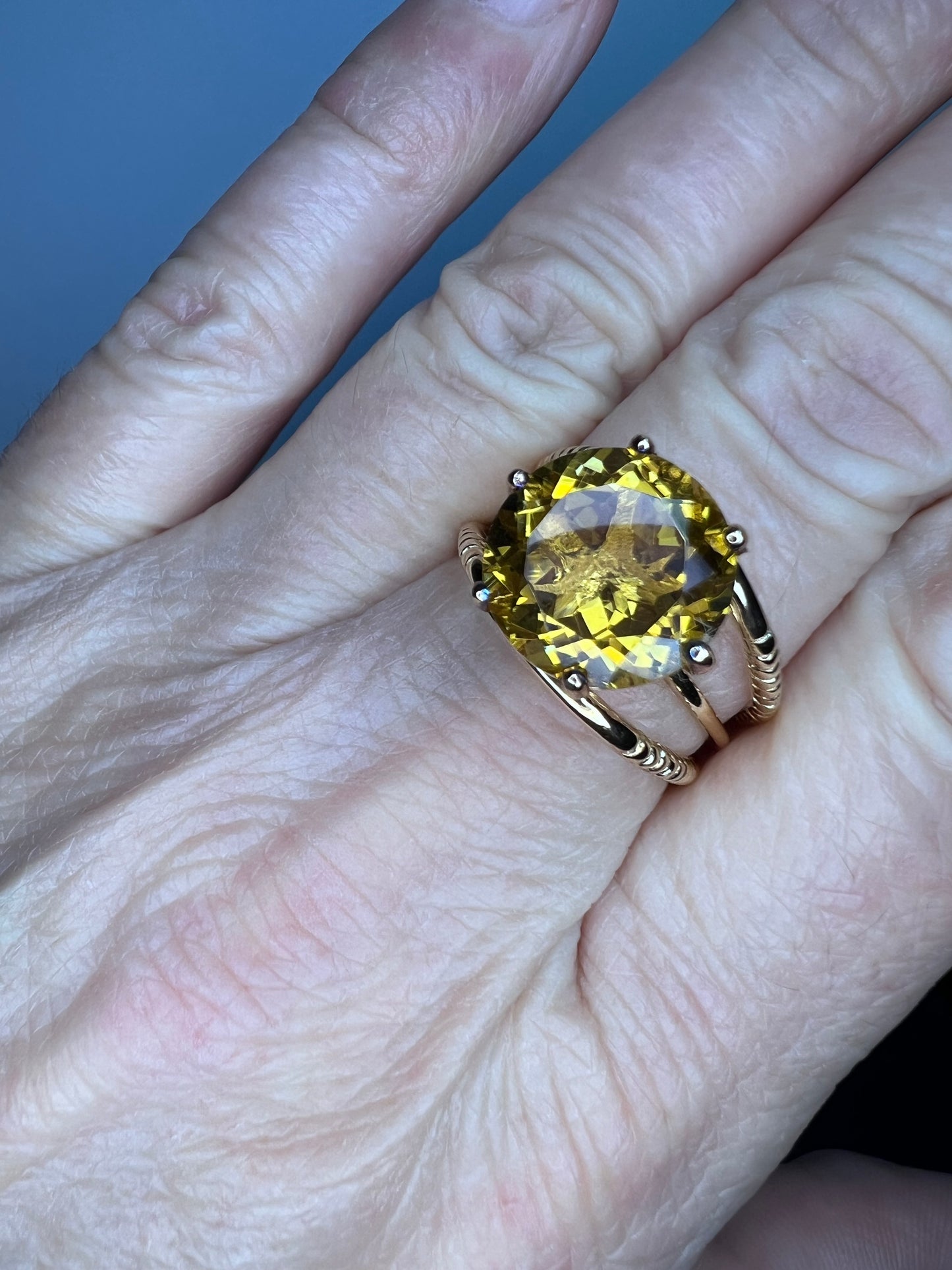 Golden spinel vermeil ring size 9