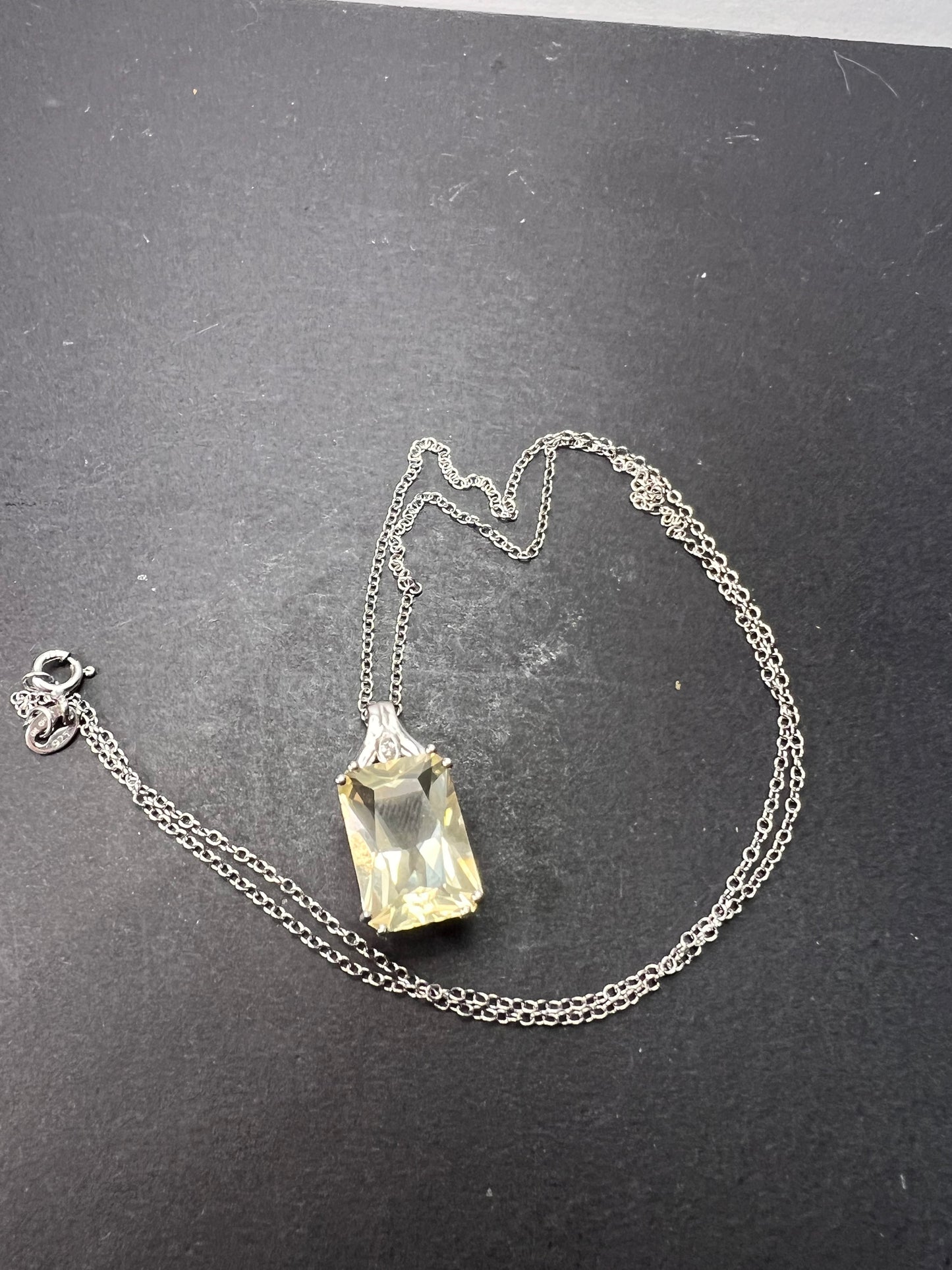 Yellow labradorite pendant necklace in sterling silver with chain