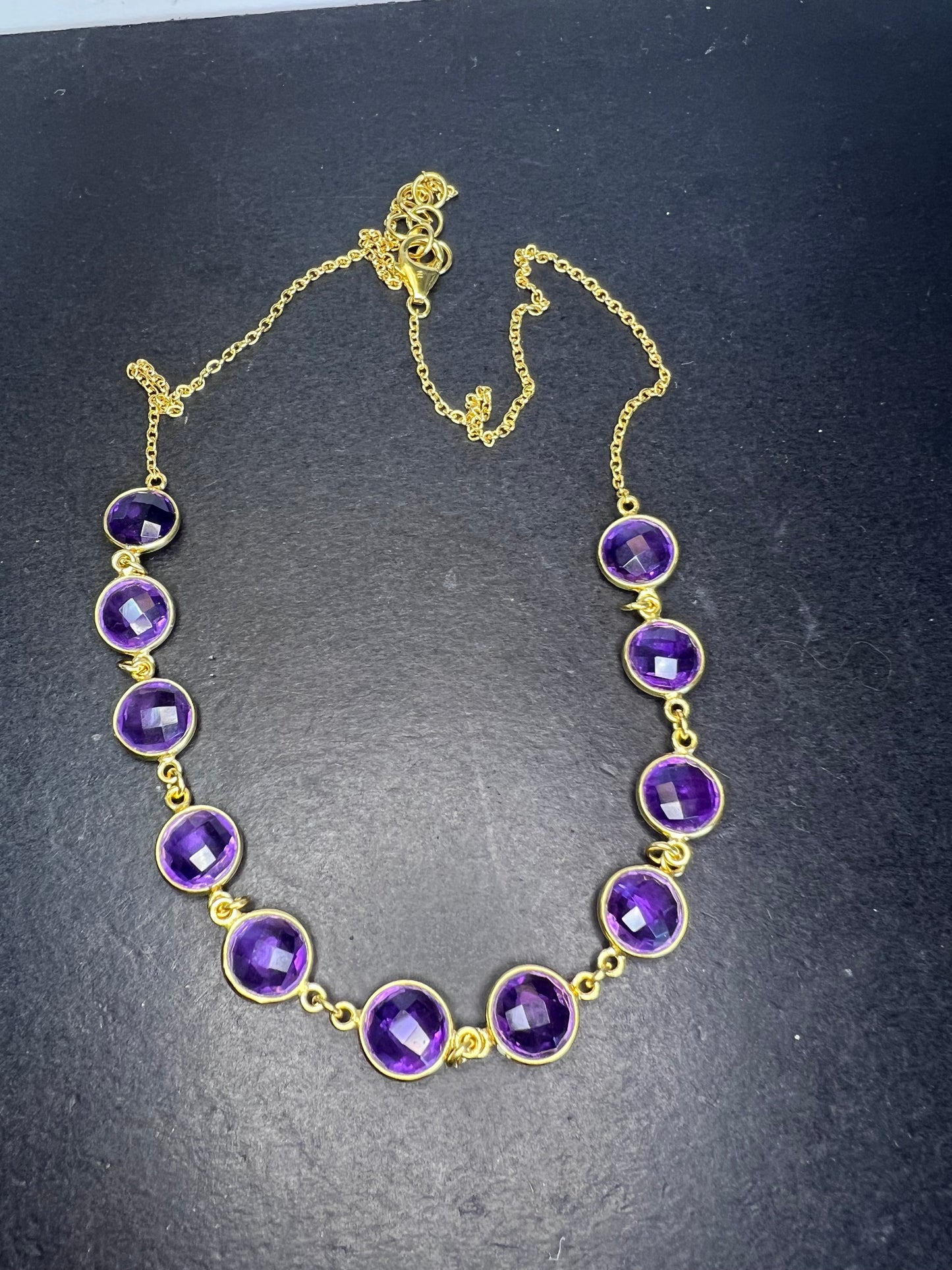 New Purple African Amethyst 18k Yellow Gold Over Sterling Silver Necklace 15.30ctw