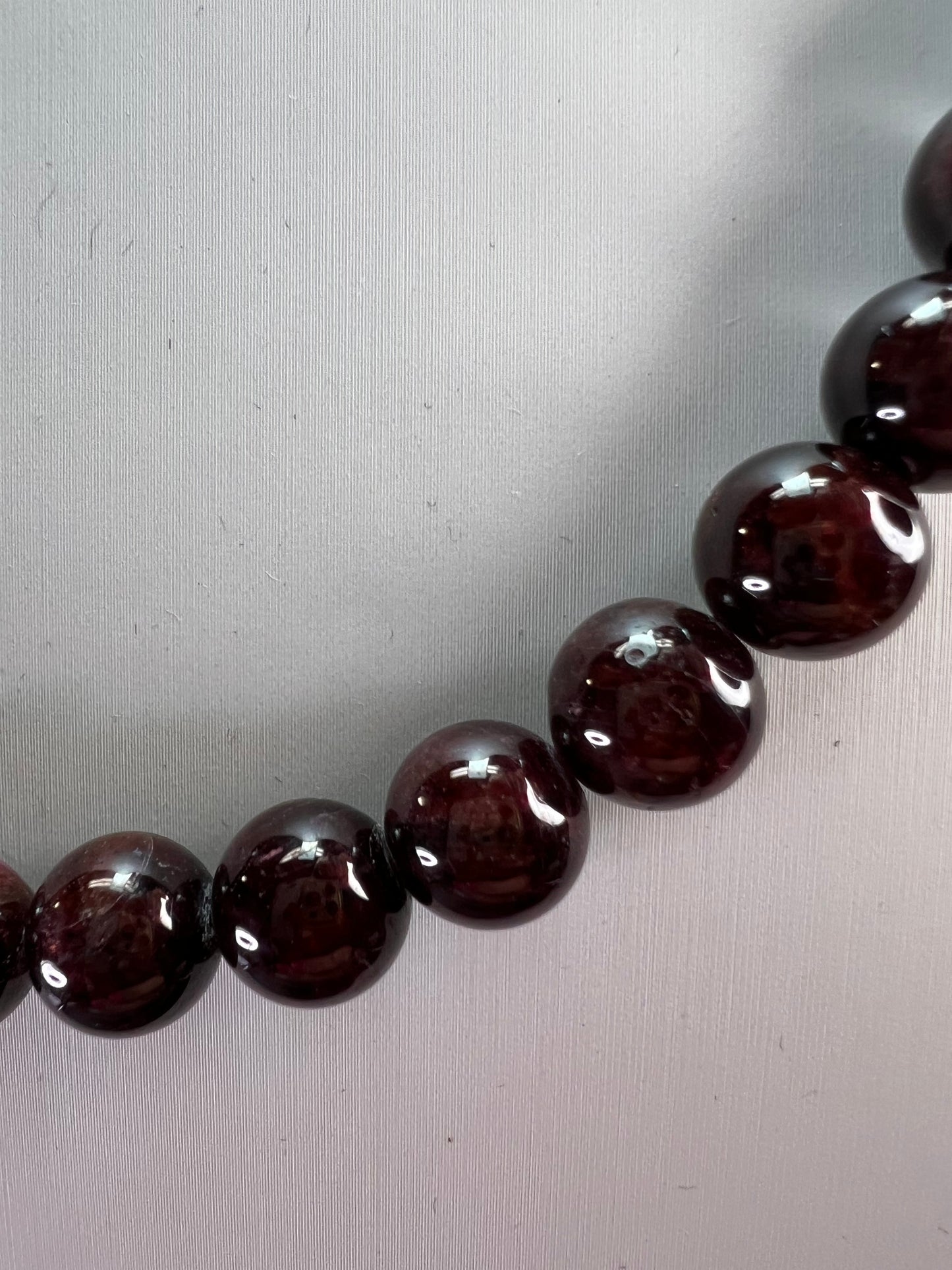 Garnet beaded necklace with sterling silver clasp