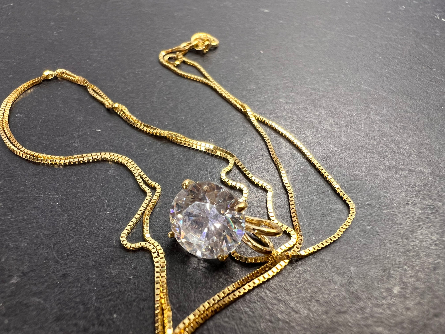 LUX 10k gold CZ pendant with 14k yellow gold 18 inch chain