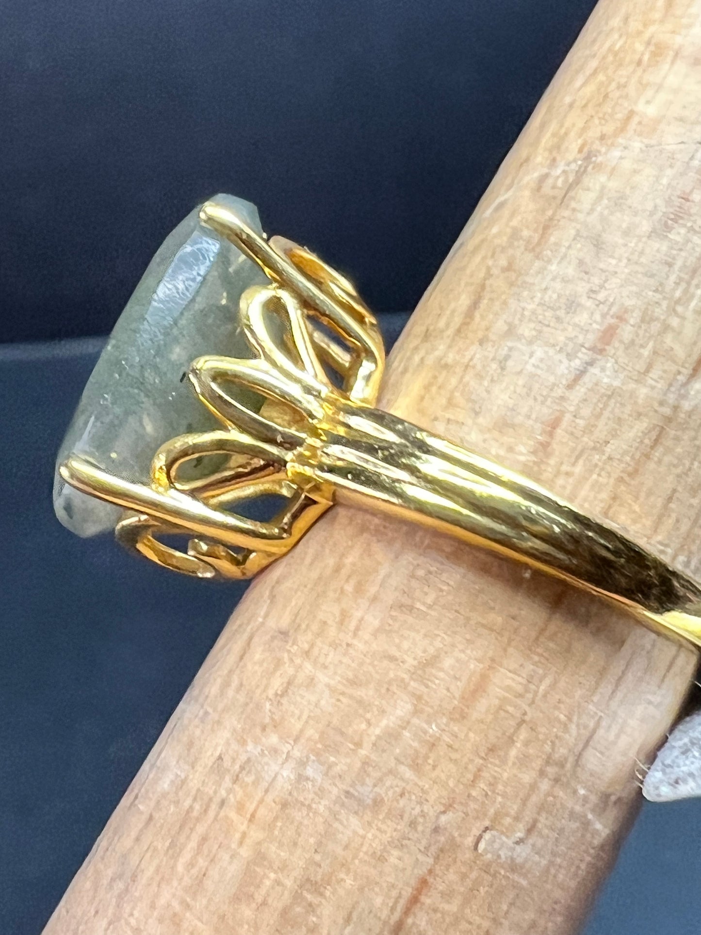 NWT Labradorite Gold Over 925 Sterling Ring Size 7 16x11mm Oval