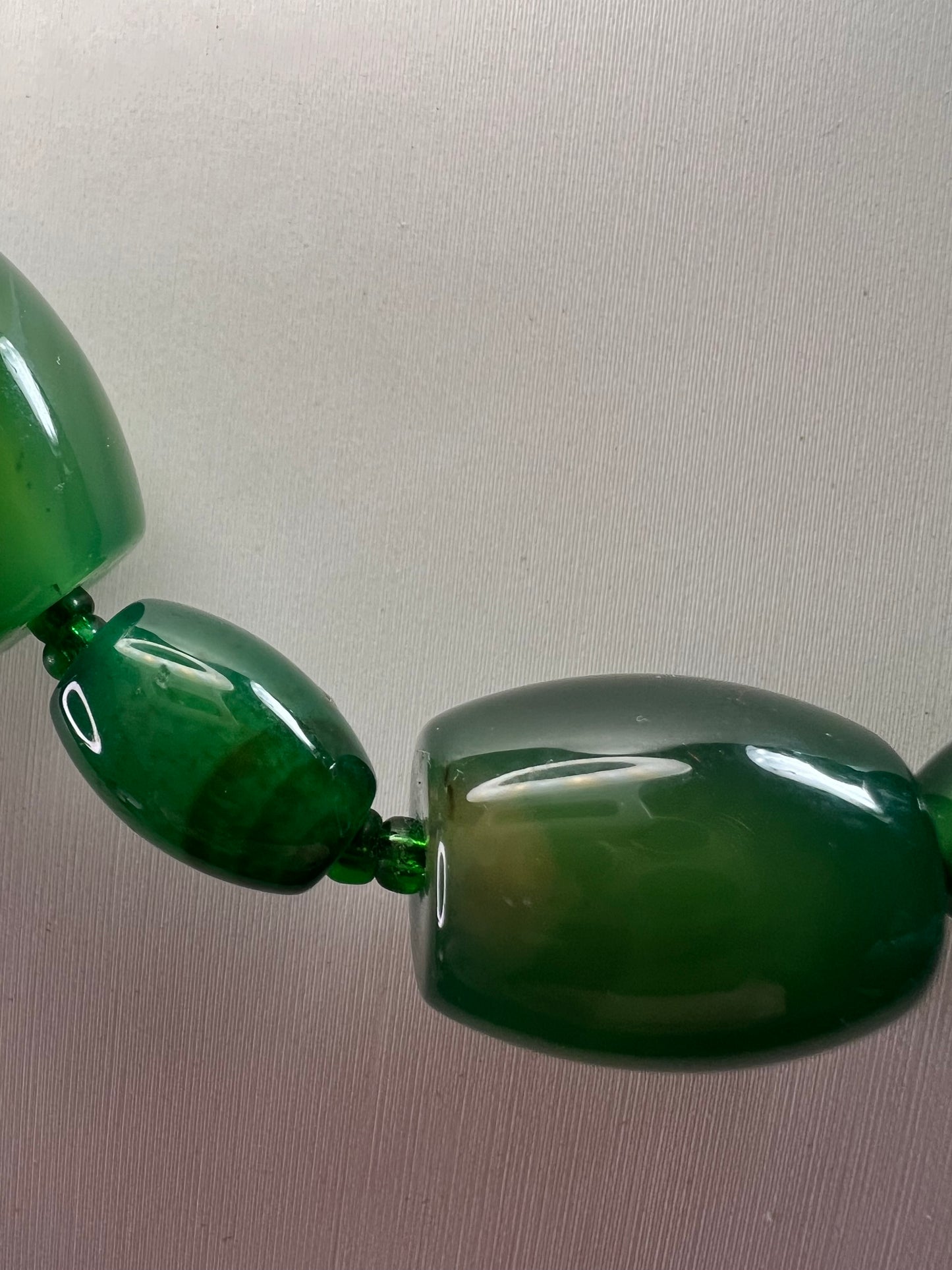 Green onyx beaded necklace with sterling silver toggle clasp