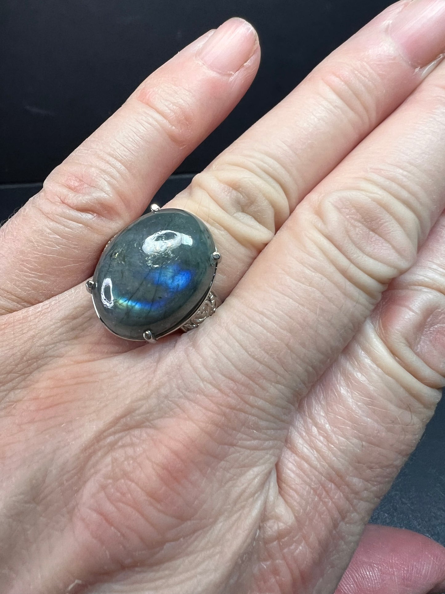 NEW Labradorite stainless steel ring size 7