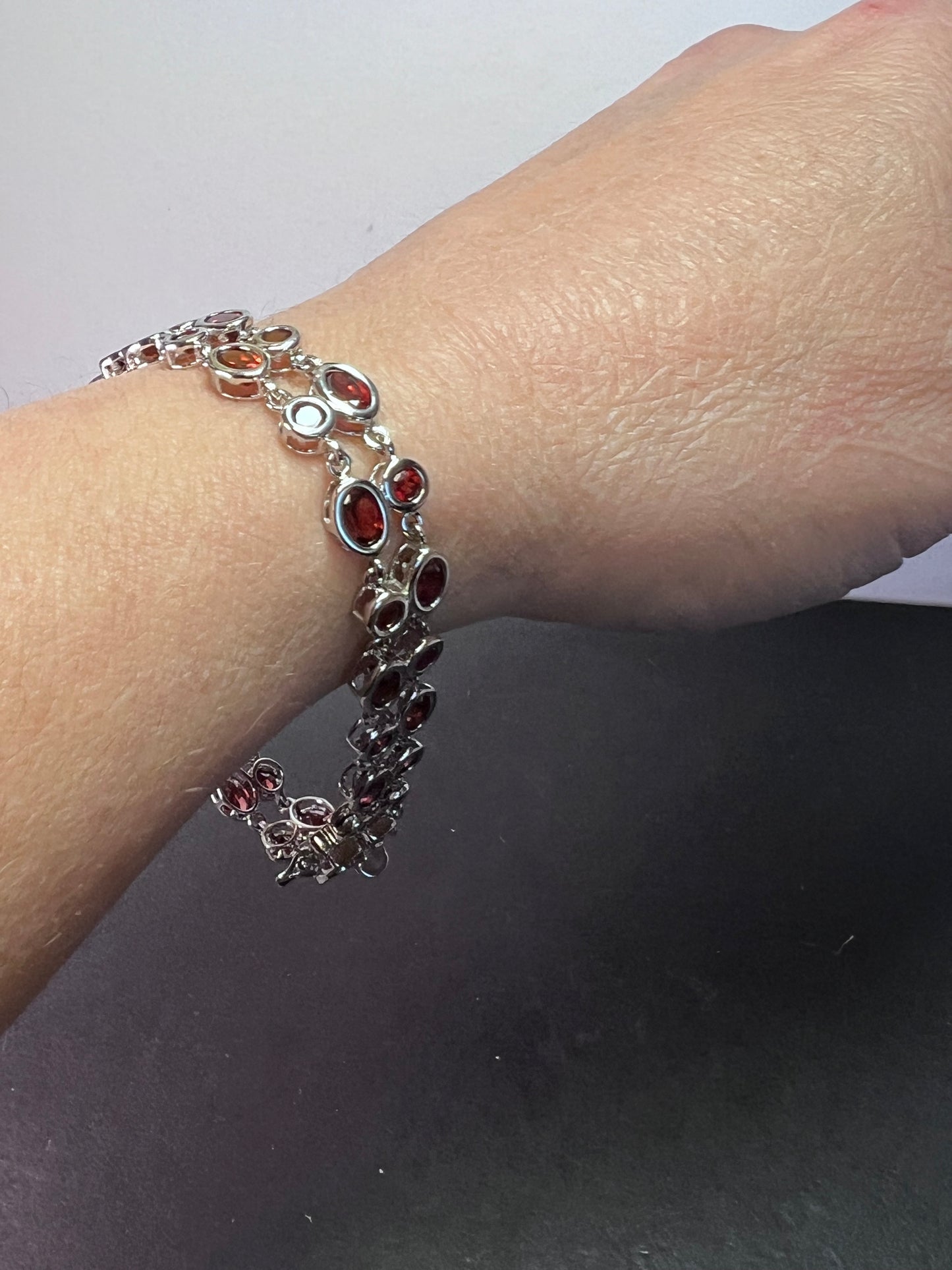 Garnet and Sterling silver bubble bracelet