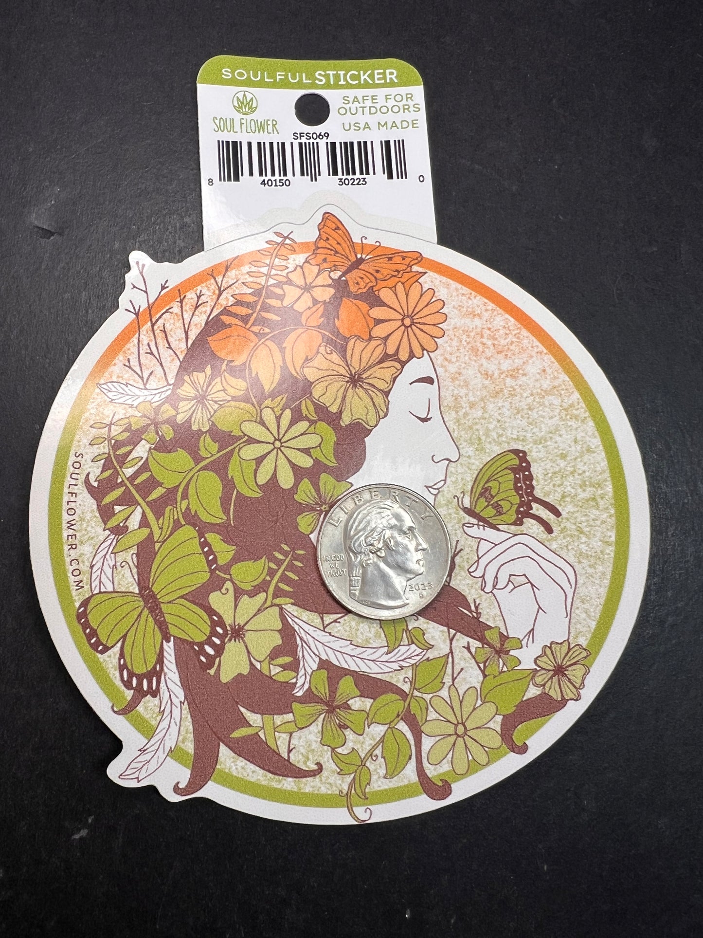 Soul Flower Nature Goddess Butterfly Floral Eco Sticker – Outdoor Safe