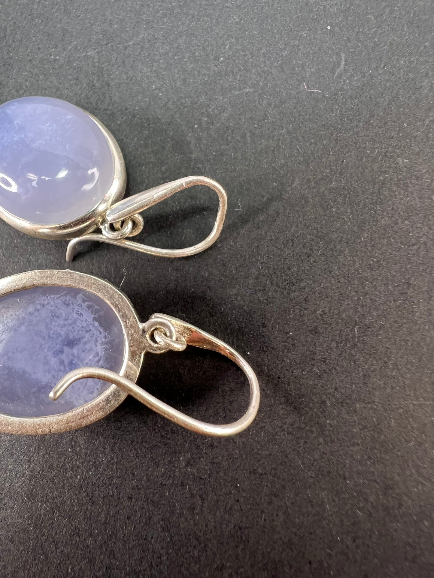 NEW blue chalcedony sterling silver dangle earrings 10.88 grams