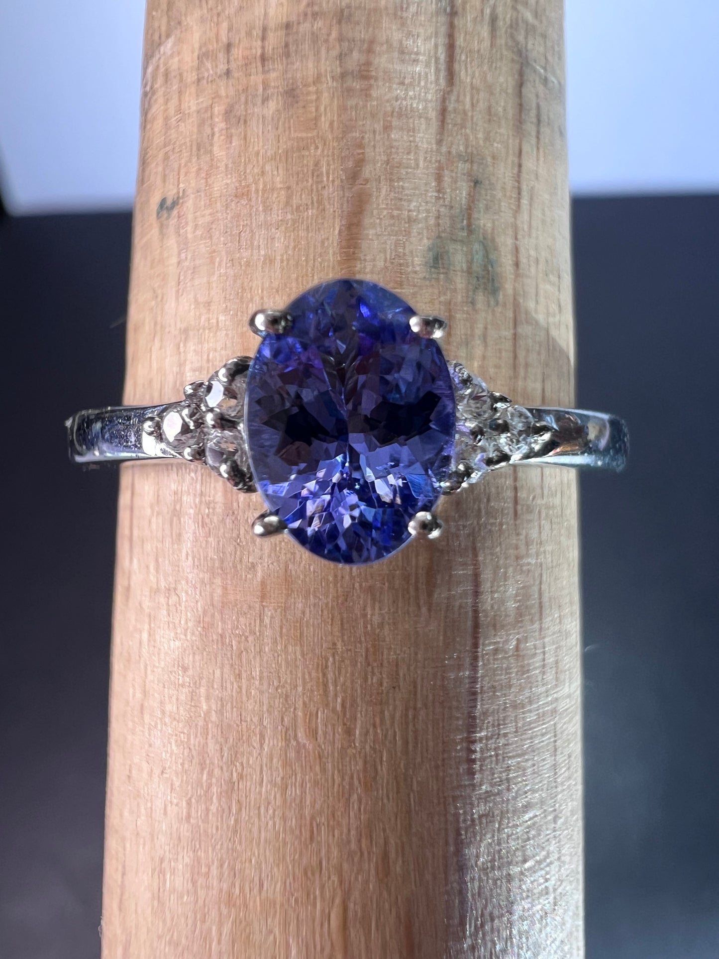 Tanzanite, Cambodian Zircon Ring in Platinum Over Sterling Silver, Fashion Rings For Women 1.10 ctw size 9