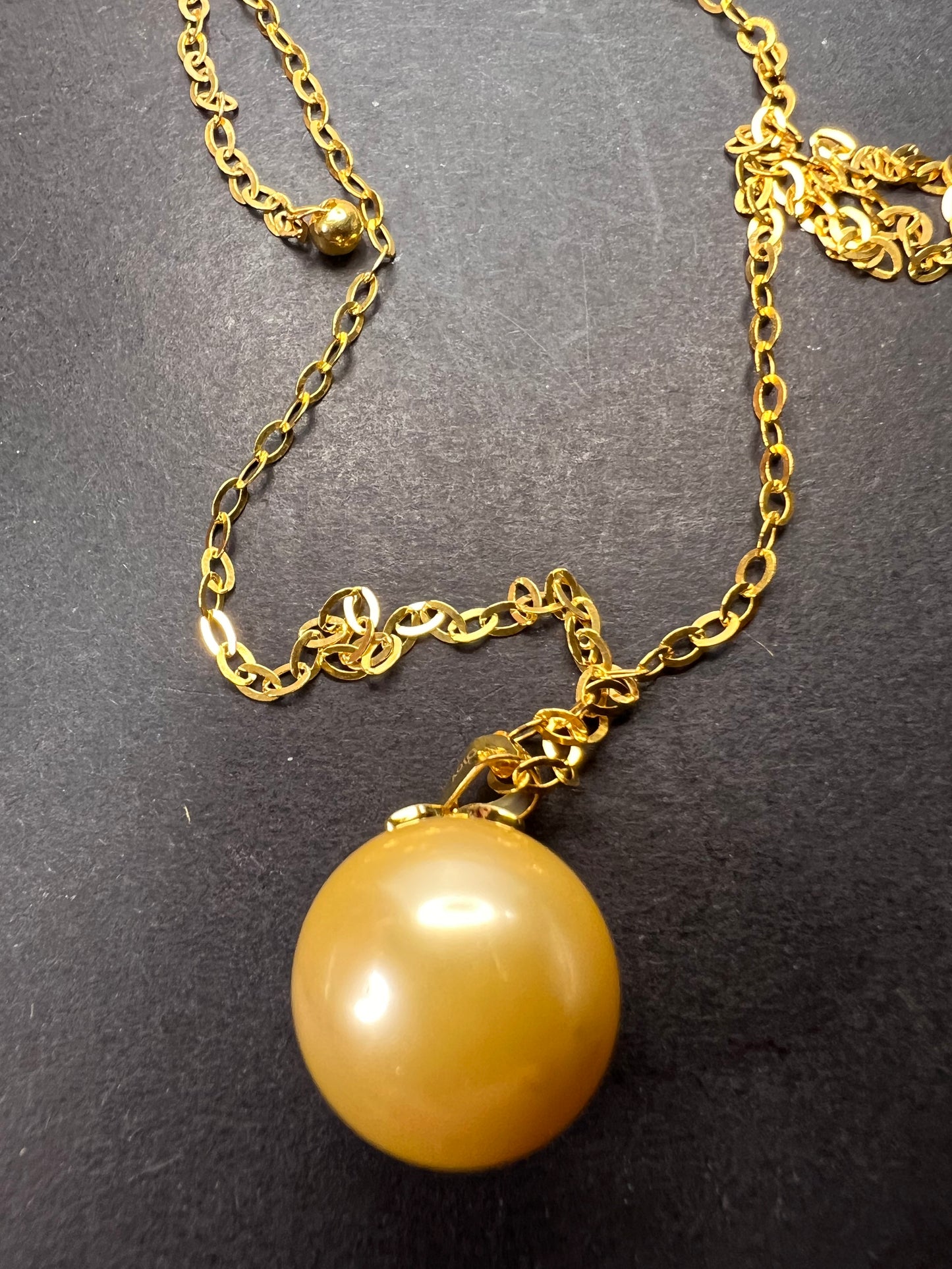 10-11 mm Golden south seas pearl and white topaz pendant 18k gold over sterling silver pendant and chain necklace