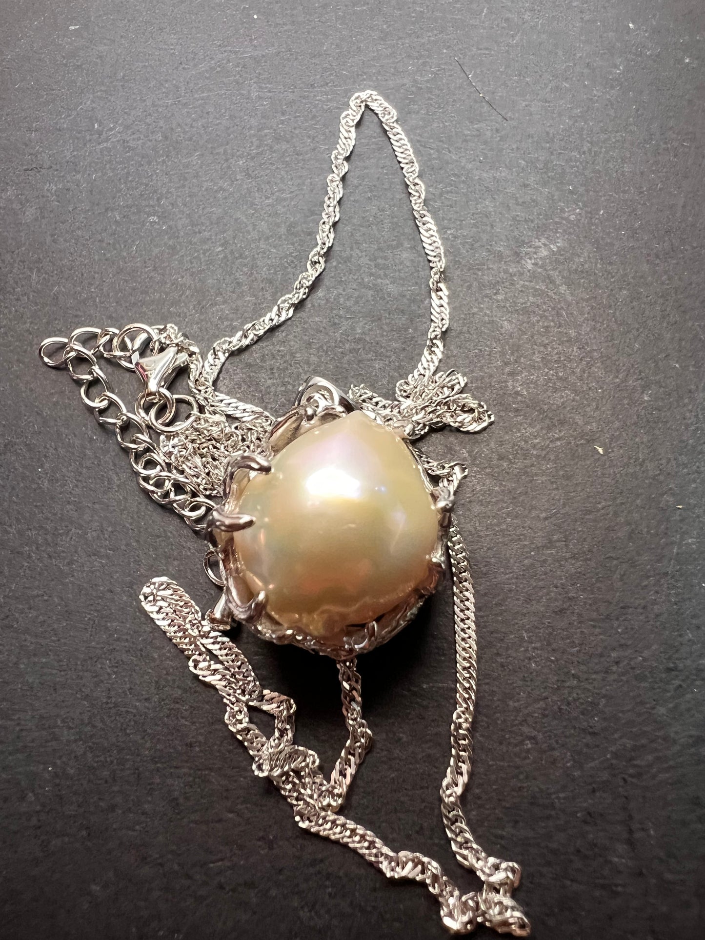 White Cultured Freshwater Pearl Rhodium Over Sterling Silver Pendant