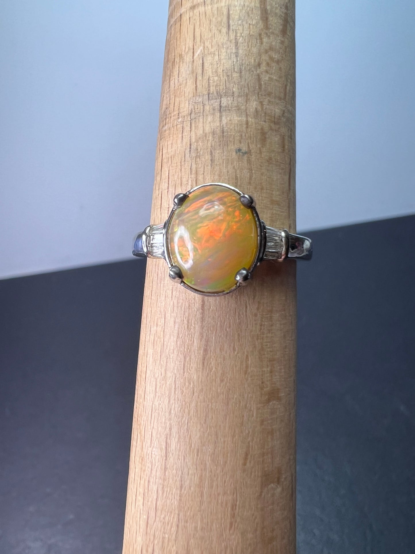 Ethiopian welo opal and diamond ring size 9