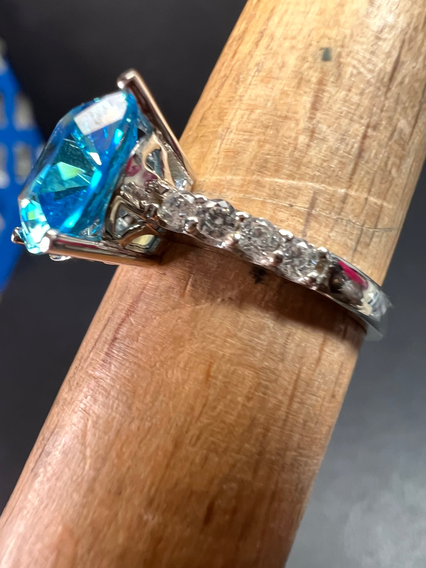 Vintage 14K White Gold Cushion Cut CZ Engagement Ring Size 7