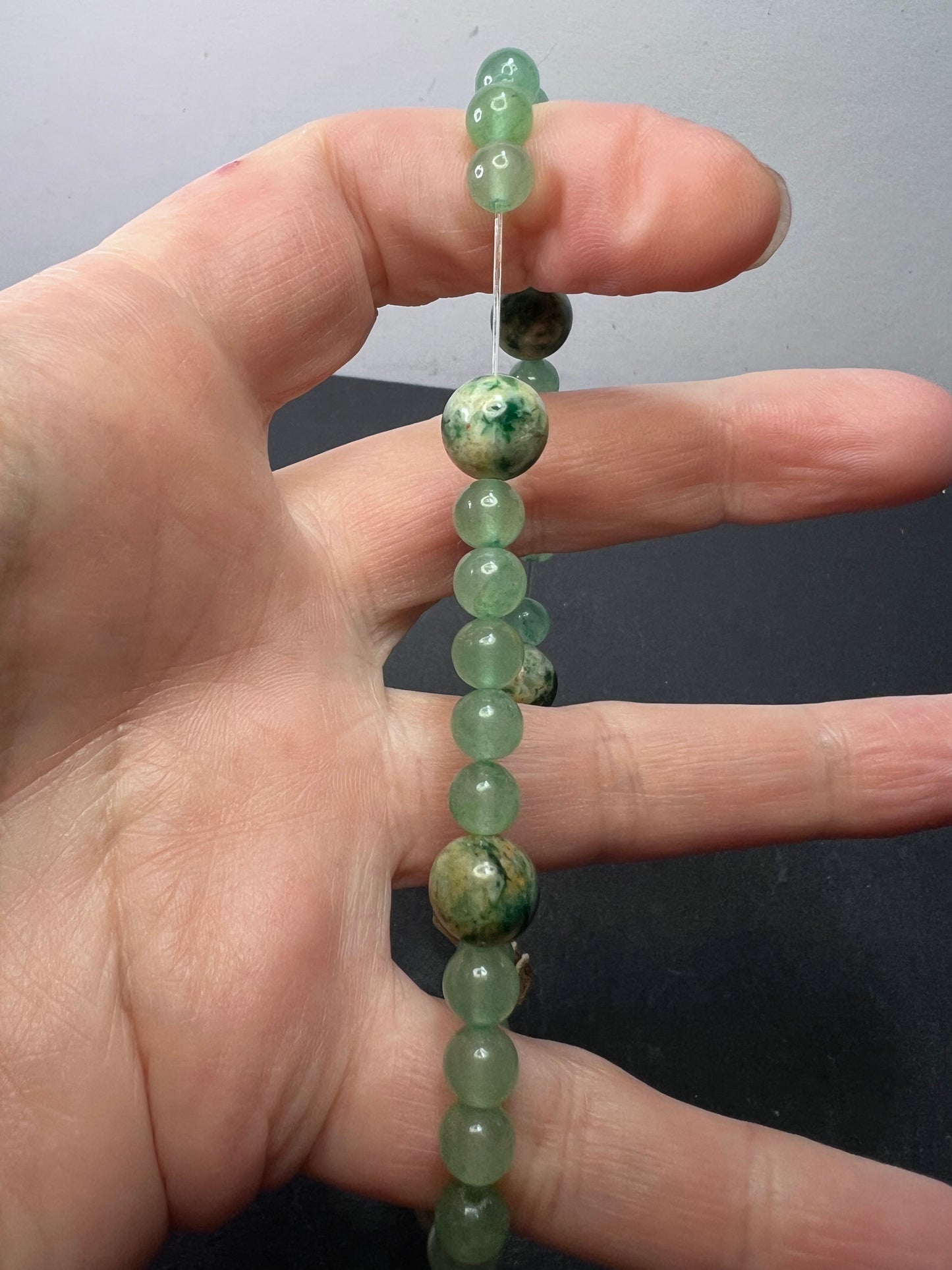 Green aventurine, and Hackmanite stretch bracelet 8 inch