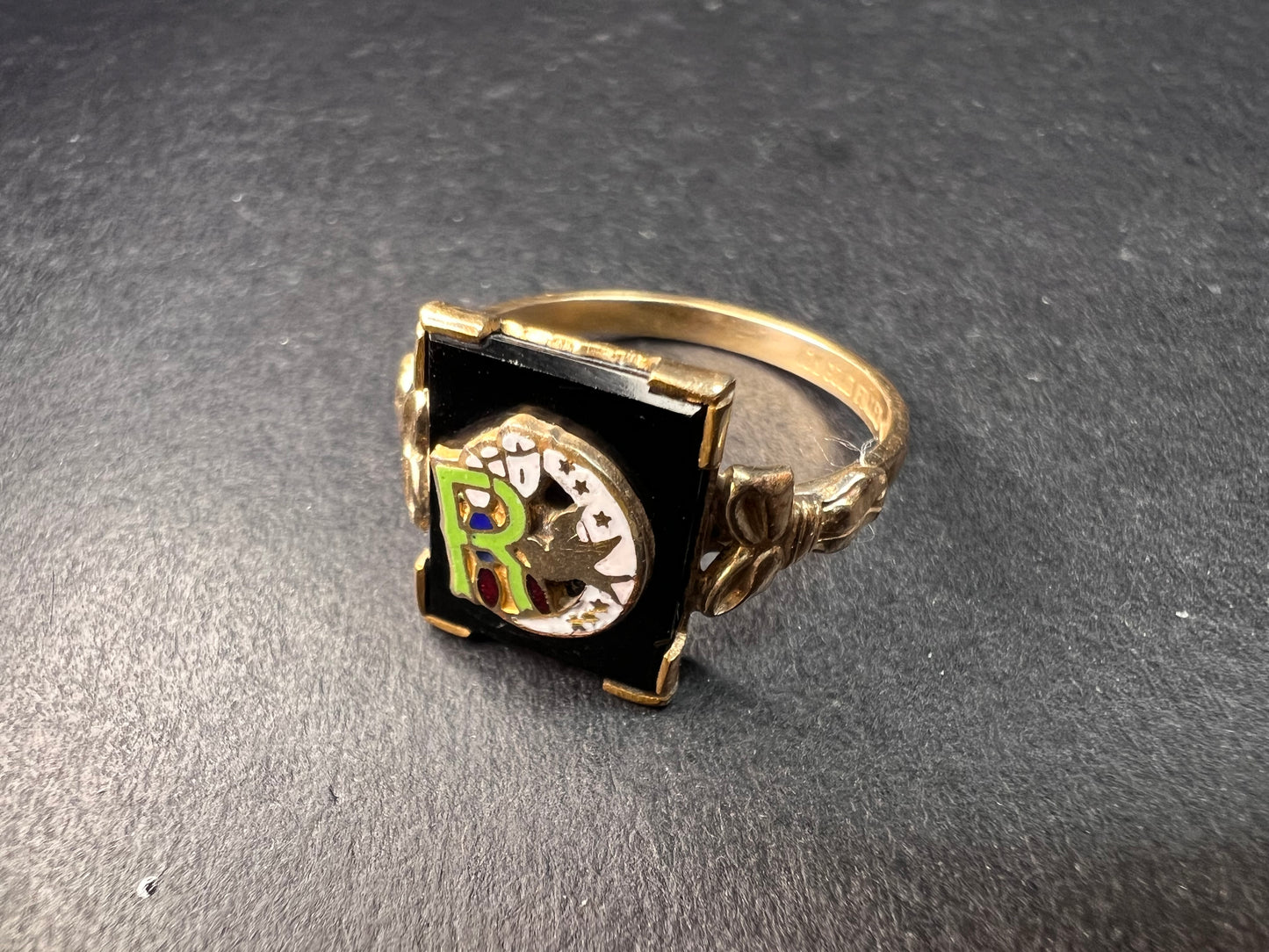 Vintage A&Z 10K Gold Filled Daughters of Rebekah Odd Fellows Enamel Ring – Size 9