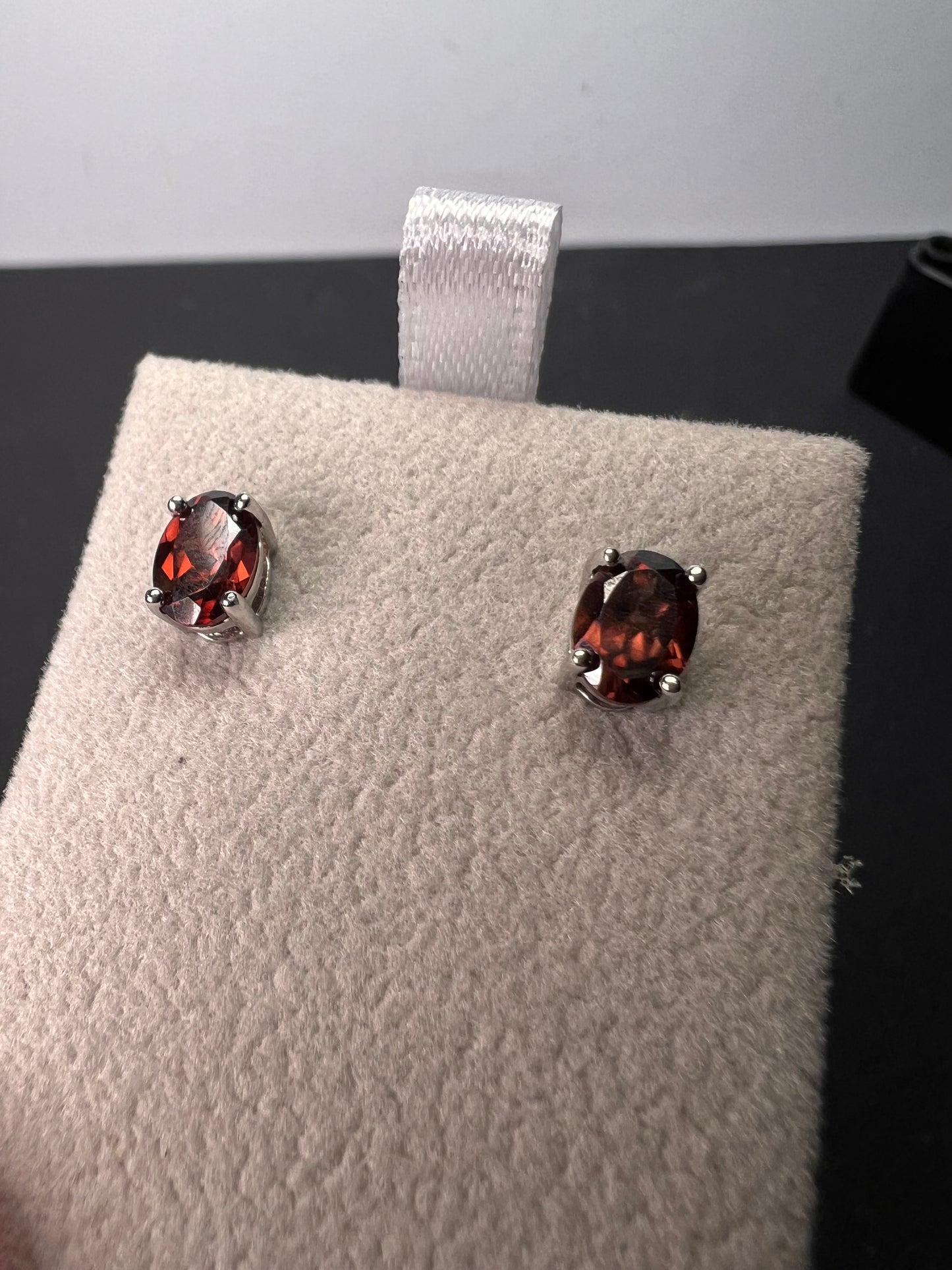 Red zircon sterling silver stud earrings