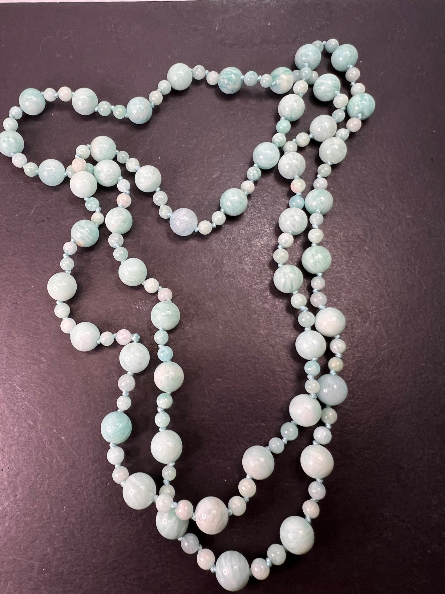 Amazonite knotted 36 inch endless necklace