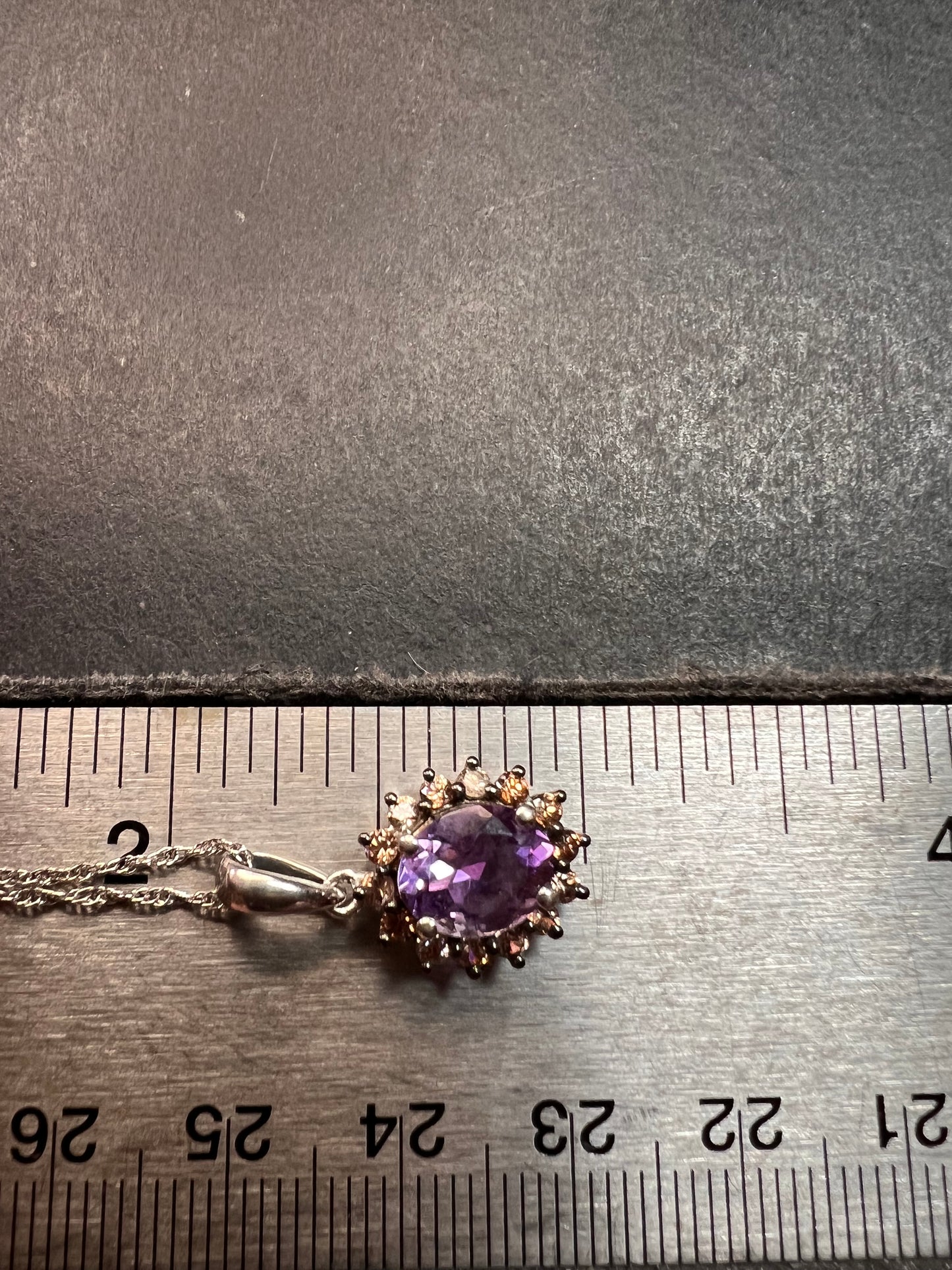 NEW Moroccan rose amethyst and brown zircon halo pendant in sterling silver with vintage chain