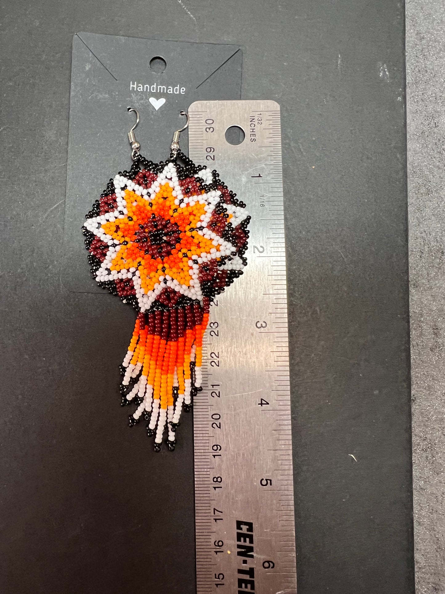 NEW Sunburst star seed bead southwest style dangling earrings