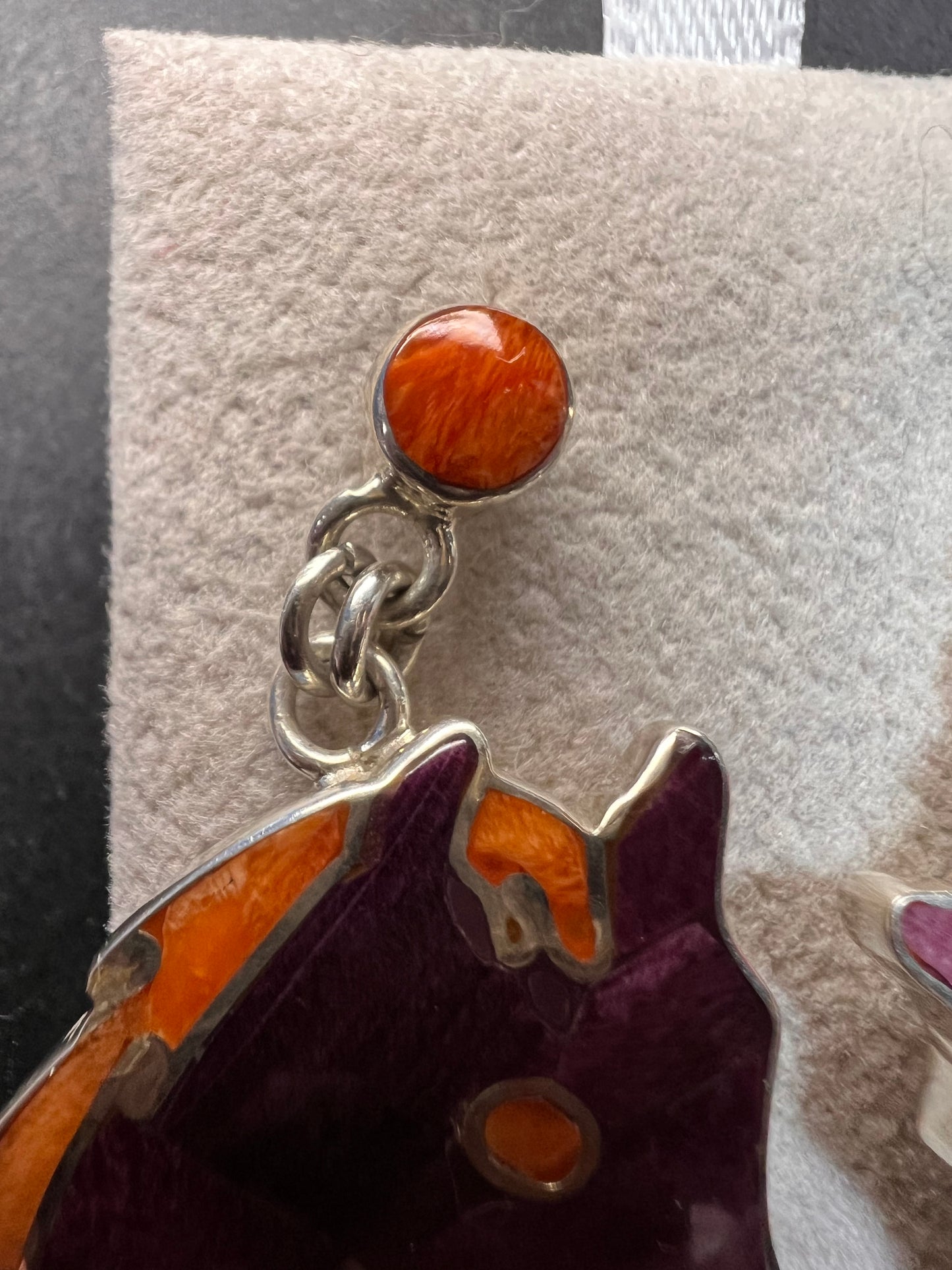 NEW Peruvian spiny oyster sterling silver horse head earrings