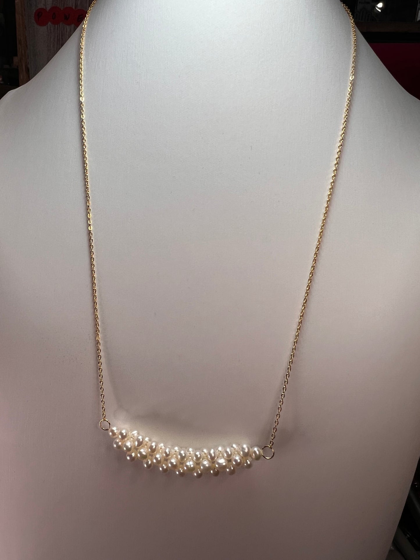 White Cultured Freshwater Pearl 14k Yellow Gold Over Sterling Silver Necklace *NEW*