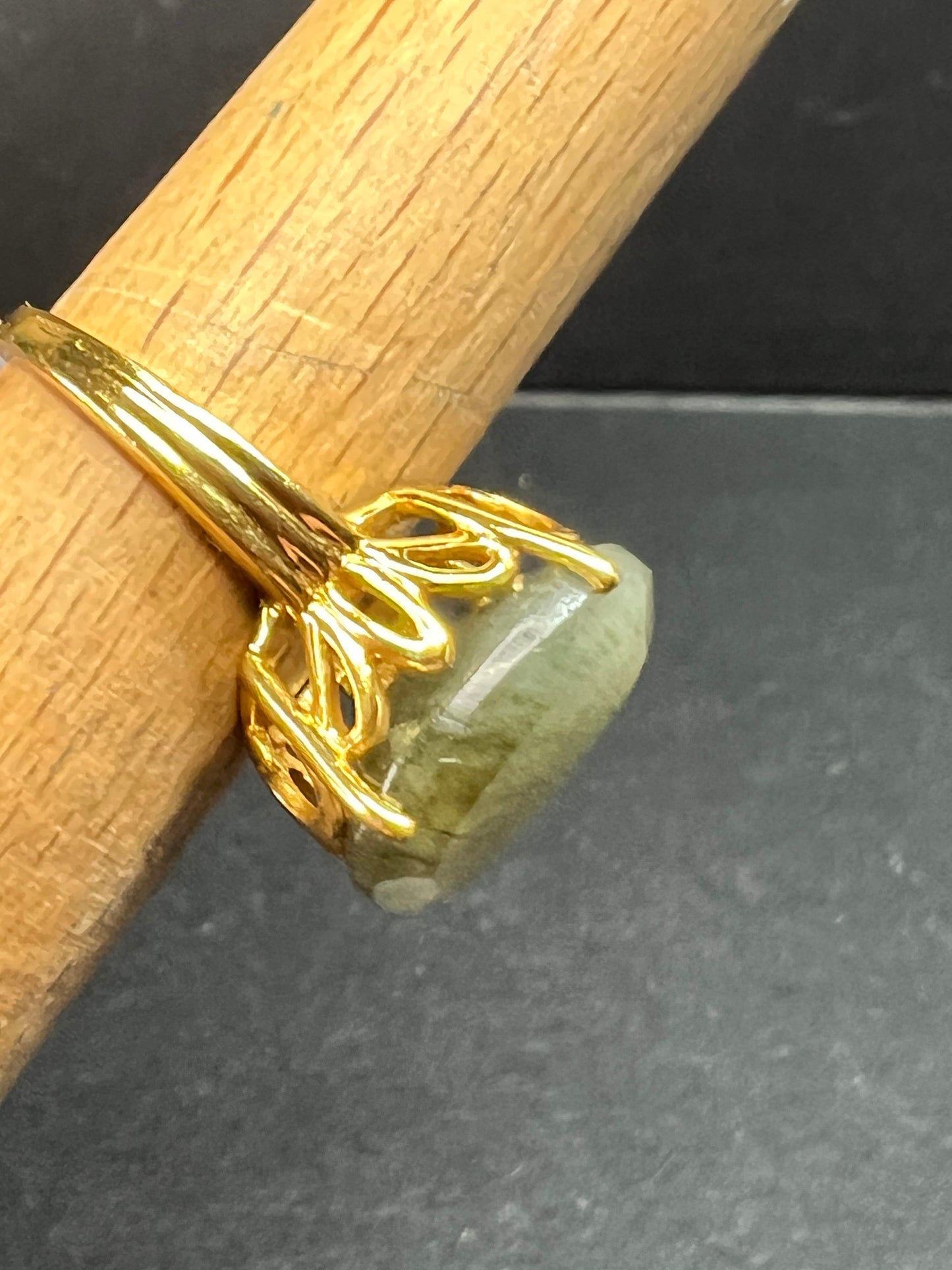 NWT Labradorite Gold Over 925 Sterling Ring Size 7 16x11mm Oval