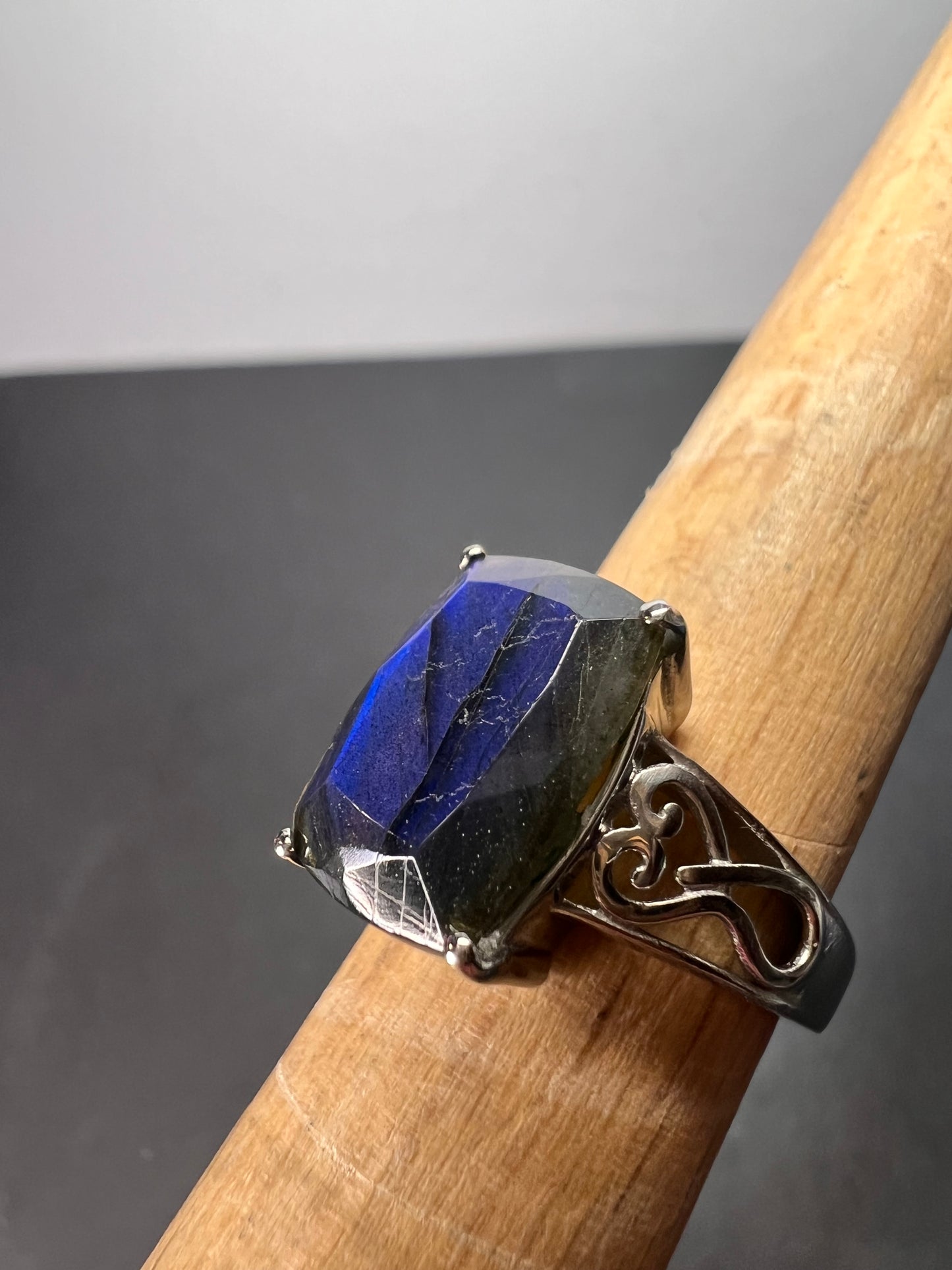 Labradorite stainless steel ring size 6 *NEW*