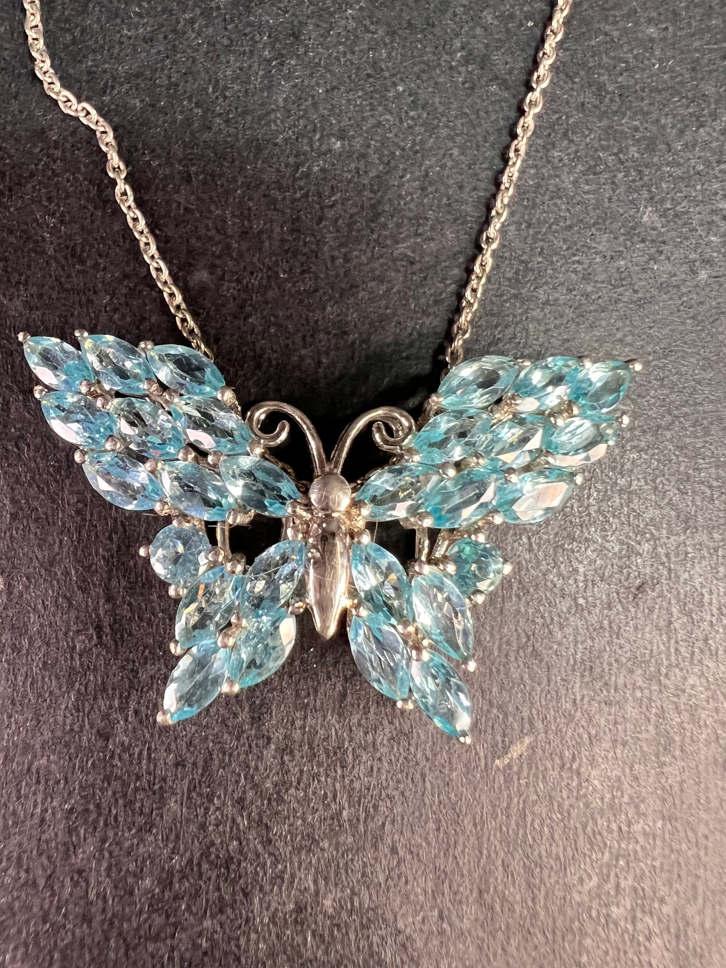 NEW Paraiba apatite butterfly pendant necklace in sterling silver