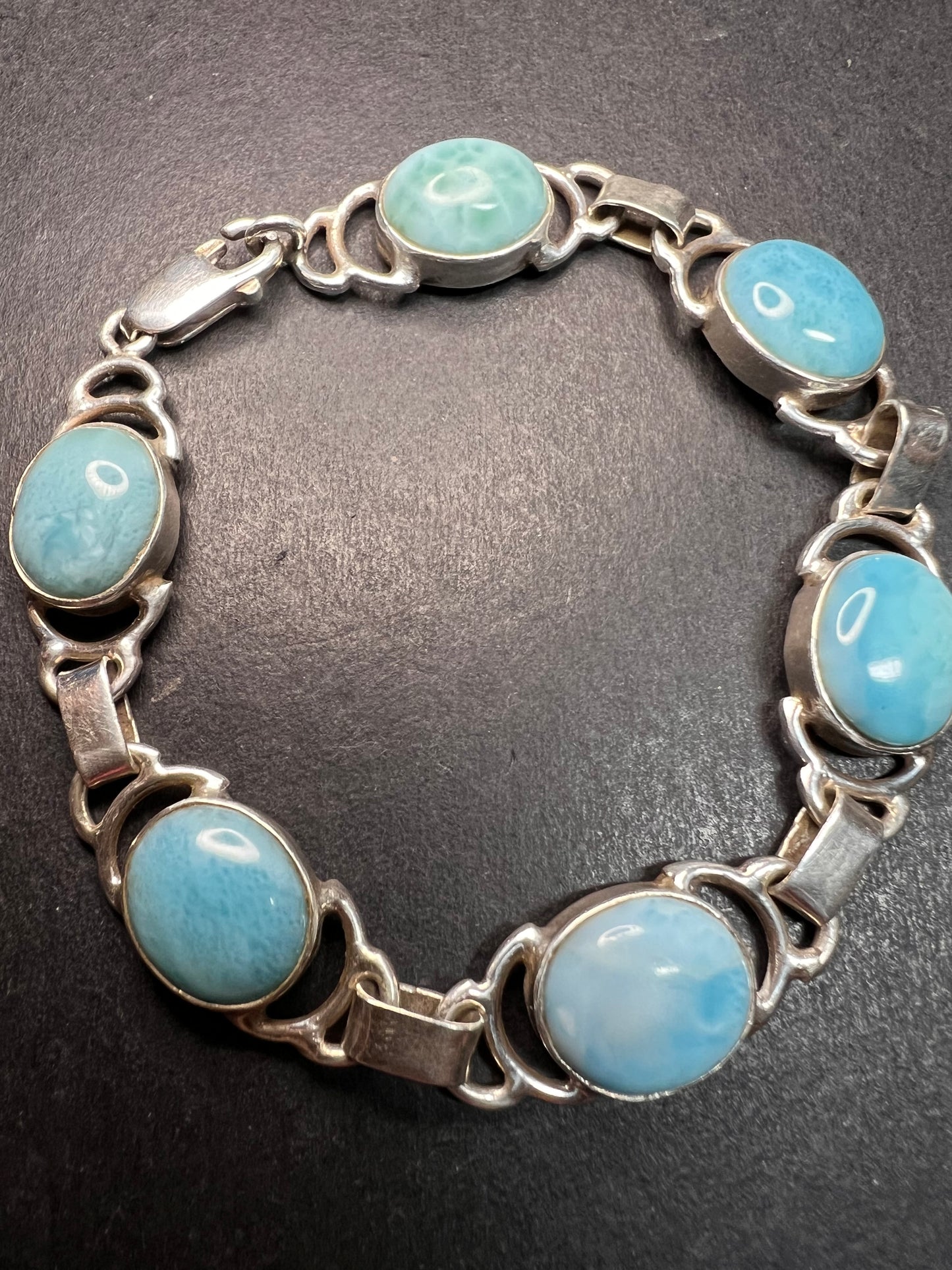 Vintage larimar sterling silver 7.5 inch bracelet