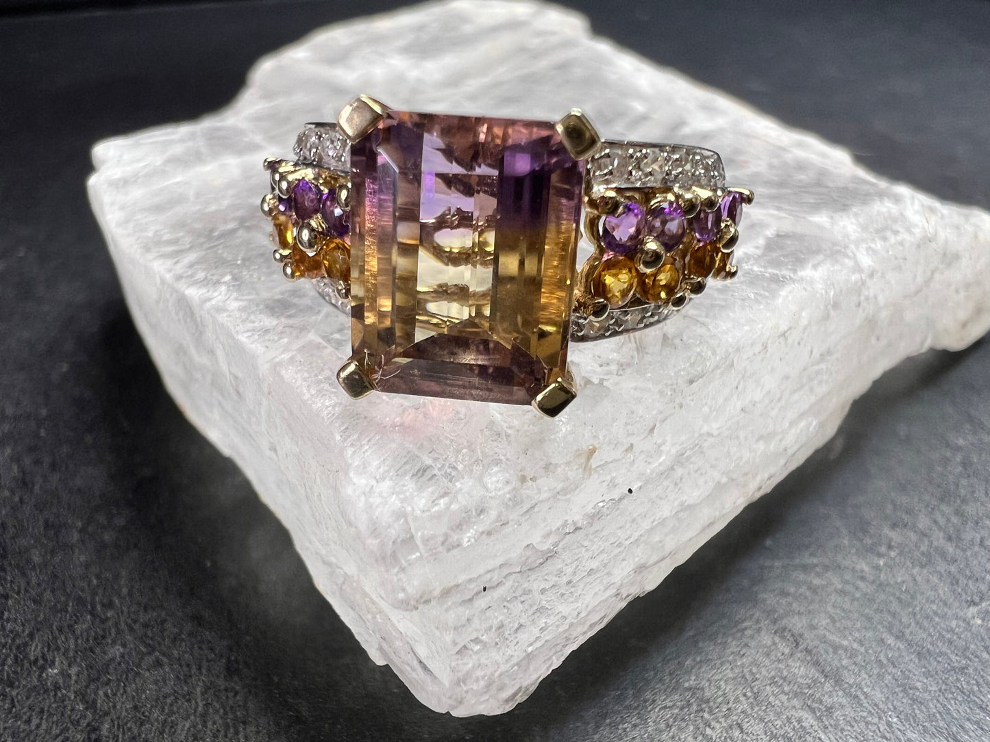 Ametrine Citrine Amethyst Ring 925 Vermeil SD Size 7