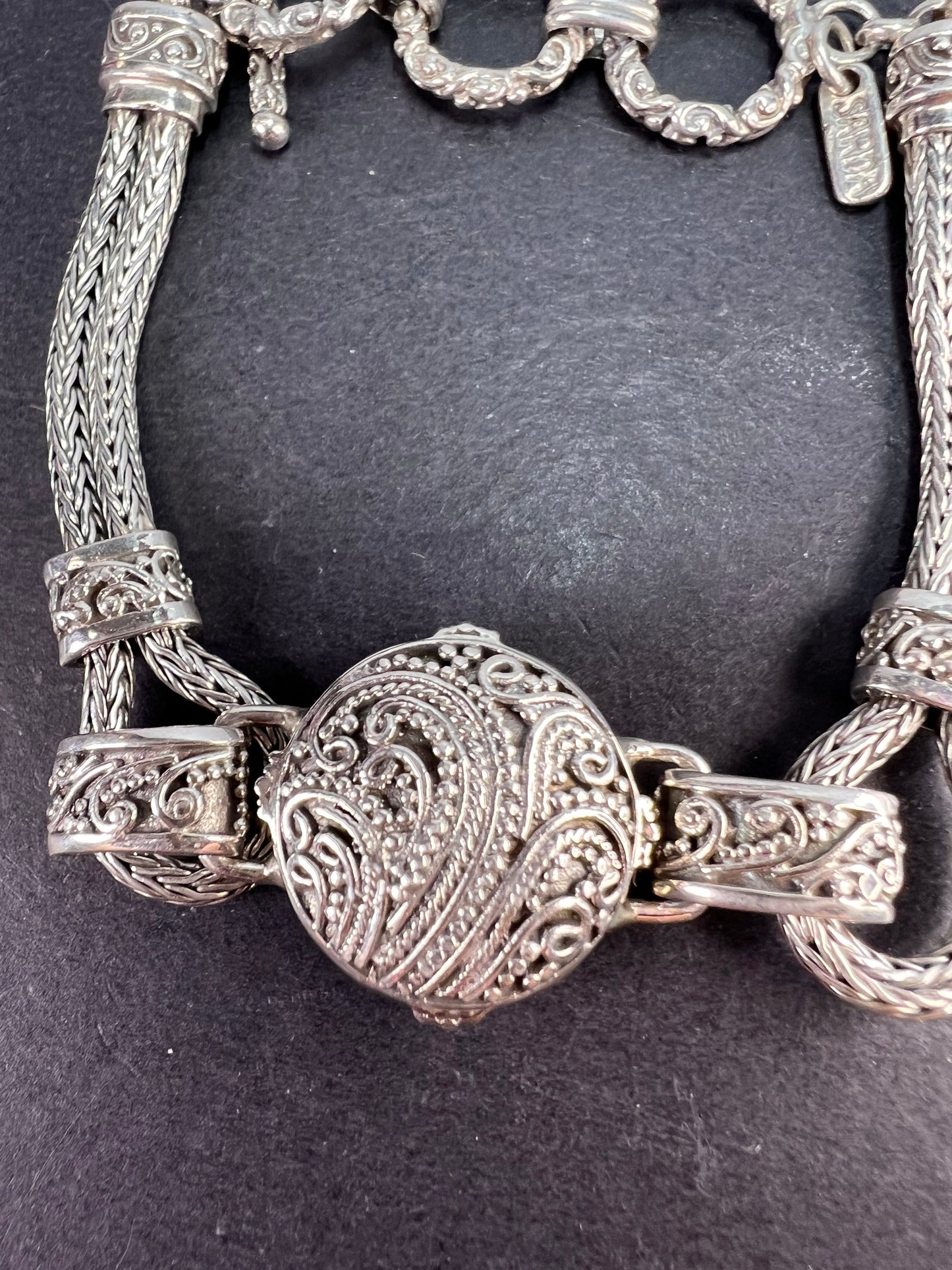 Sarda designer Sterling Silver Filigree Toggle Bracelet