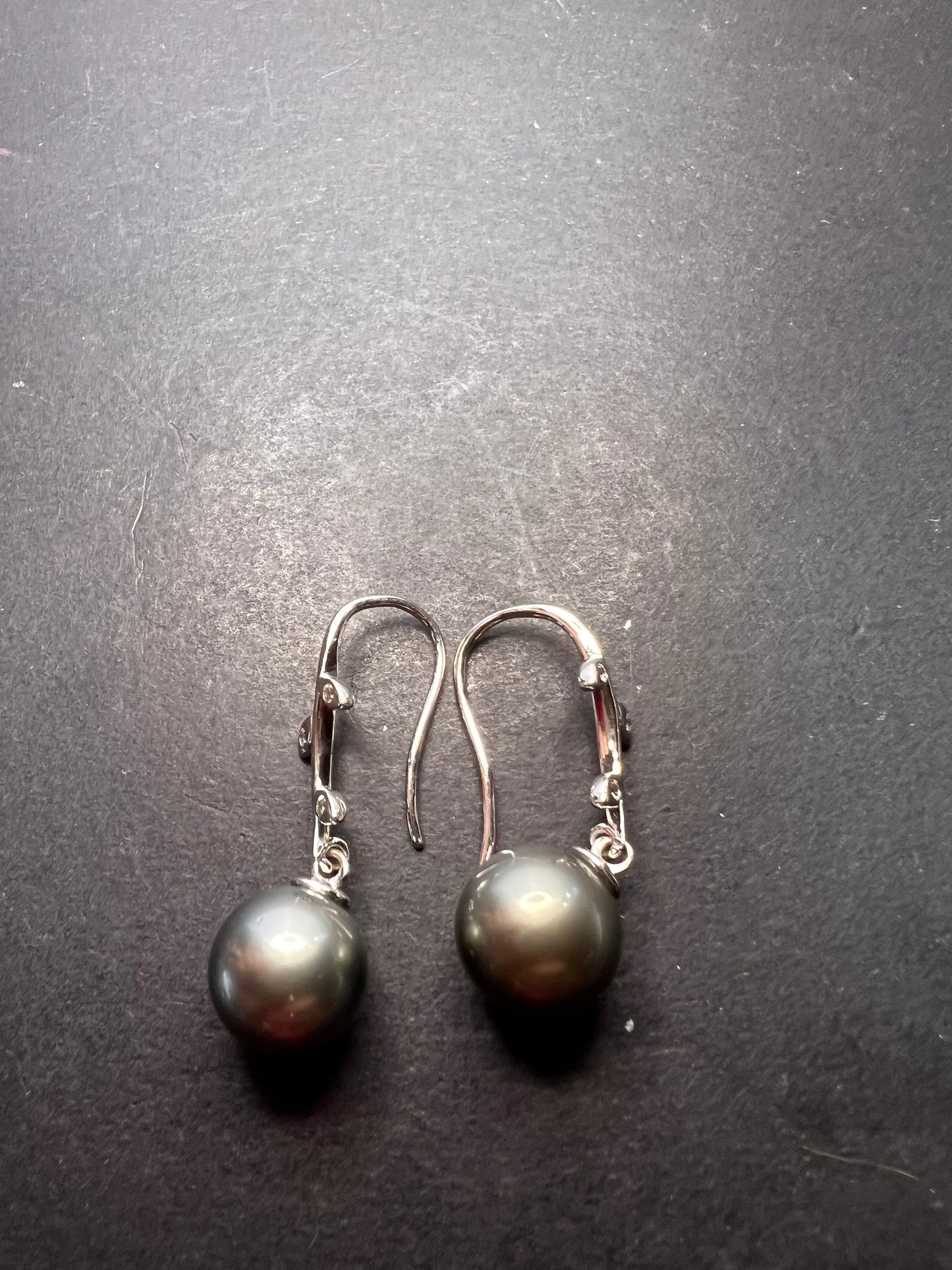 11mm Tahitian pearl sterling silver earrings