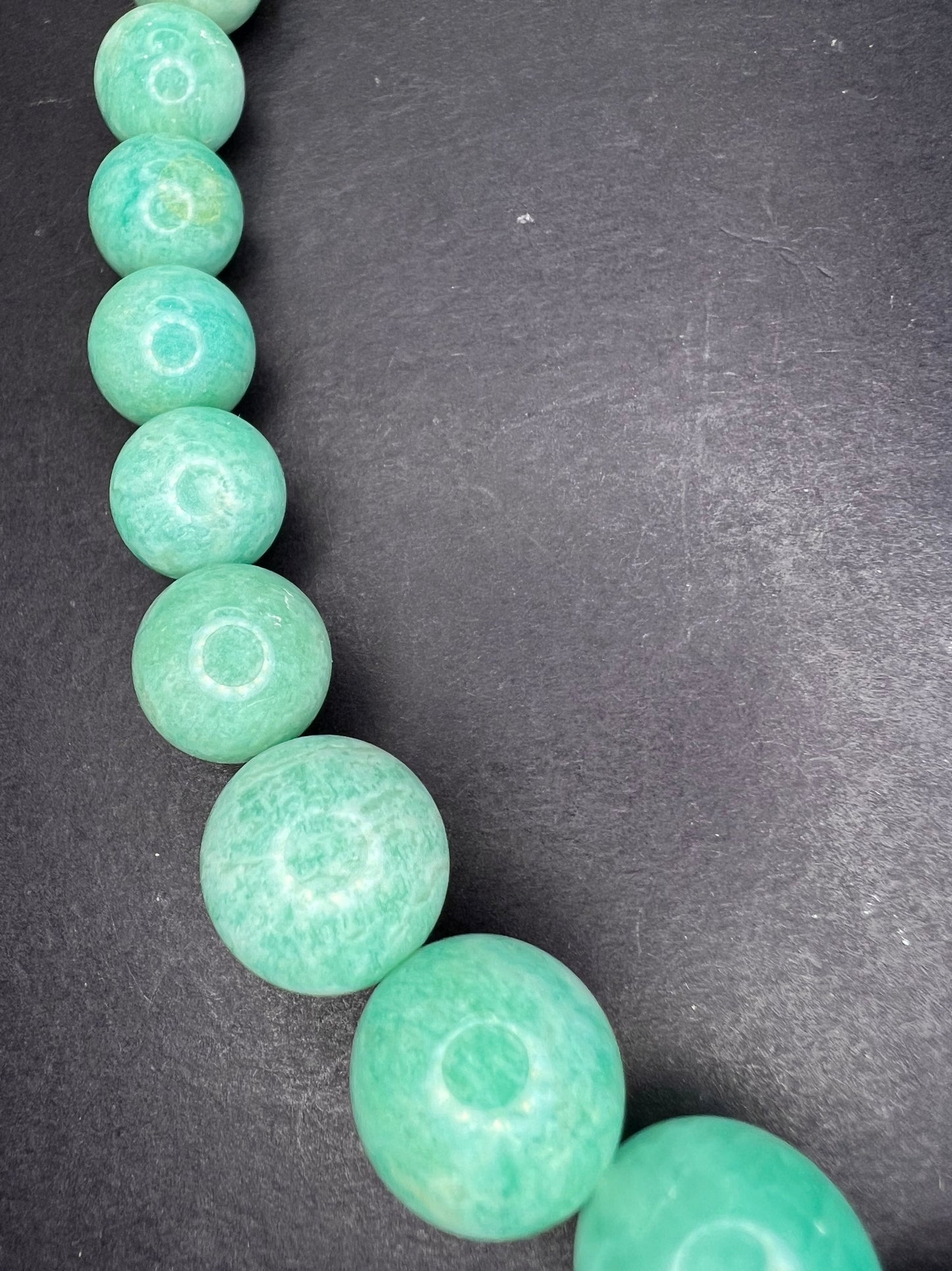 Amazonite beaded bolo necklace with sterling clasp and slide adjustments